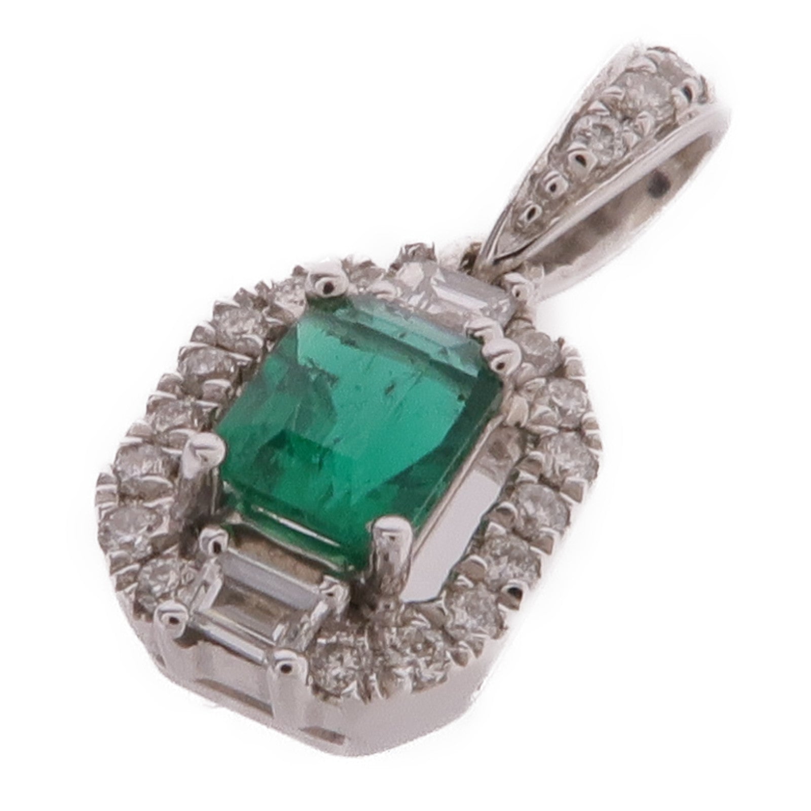 JEWELRY 18K白金Emerald Diamond Pendant Top綠寶石/鑽石吊墜
