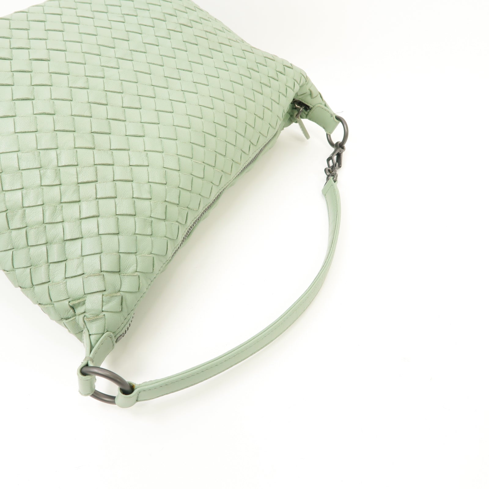 BOTTEGA VENETA 織紋皮革Shoulder Bag銀扣肩背袋綠色