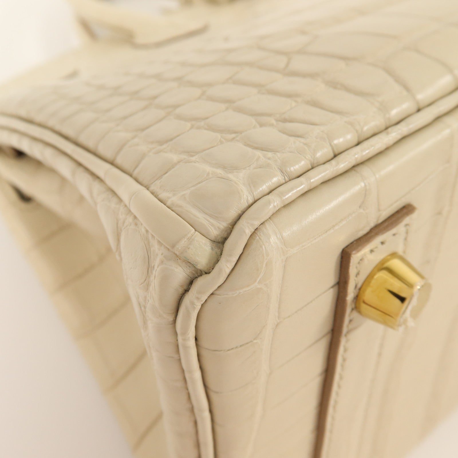 HERMES Alligator Mat皮革Birkin 25金扣手挽袋Beton