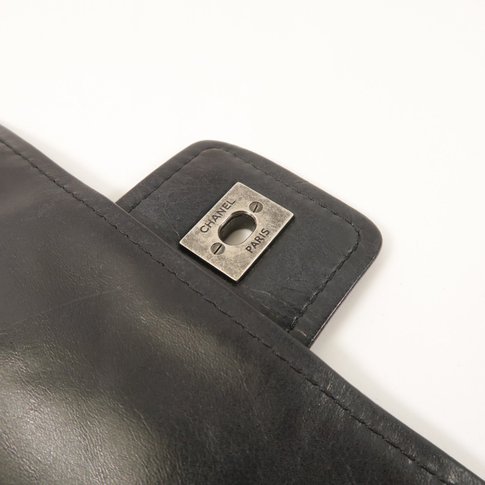CHANEL 牛皮皮革Chain Shoulder銀扣鏈帶肩背袋