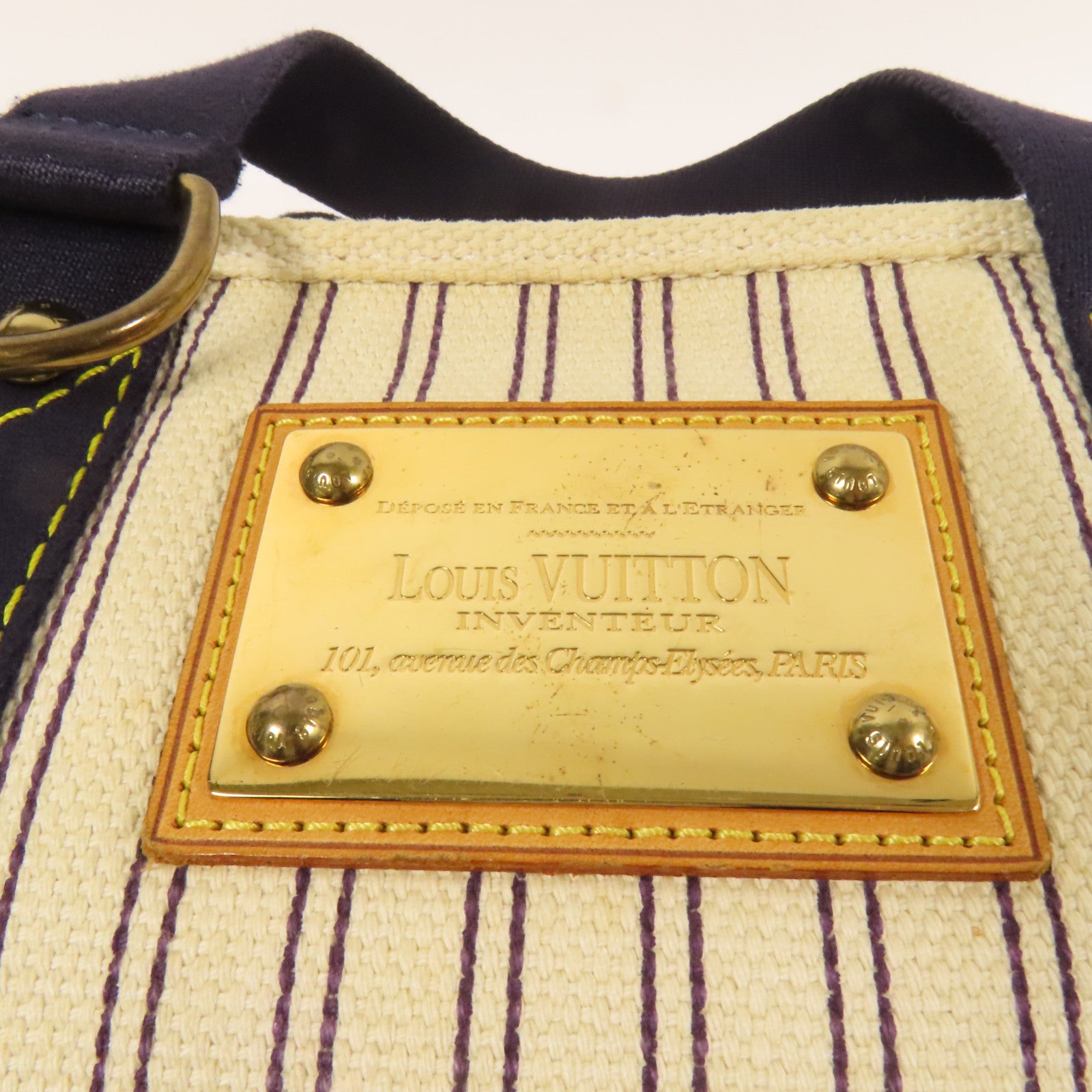 LOUIS VUITTON 帆布Antigua Cabas PM金扣手挽袋