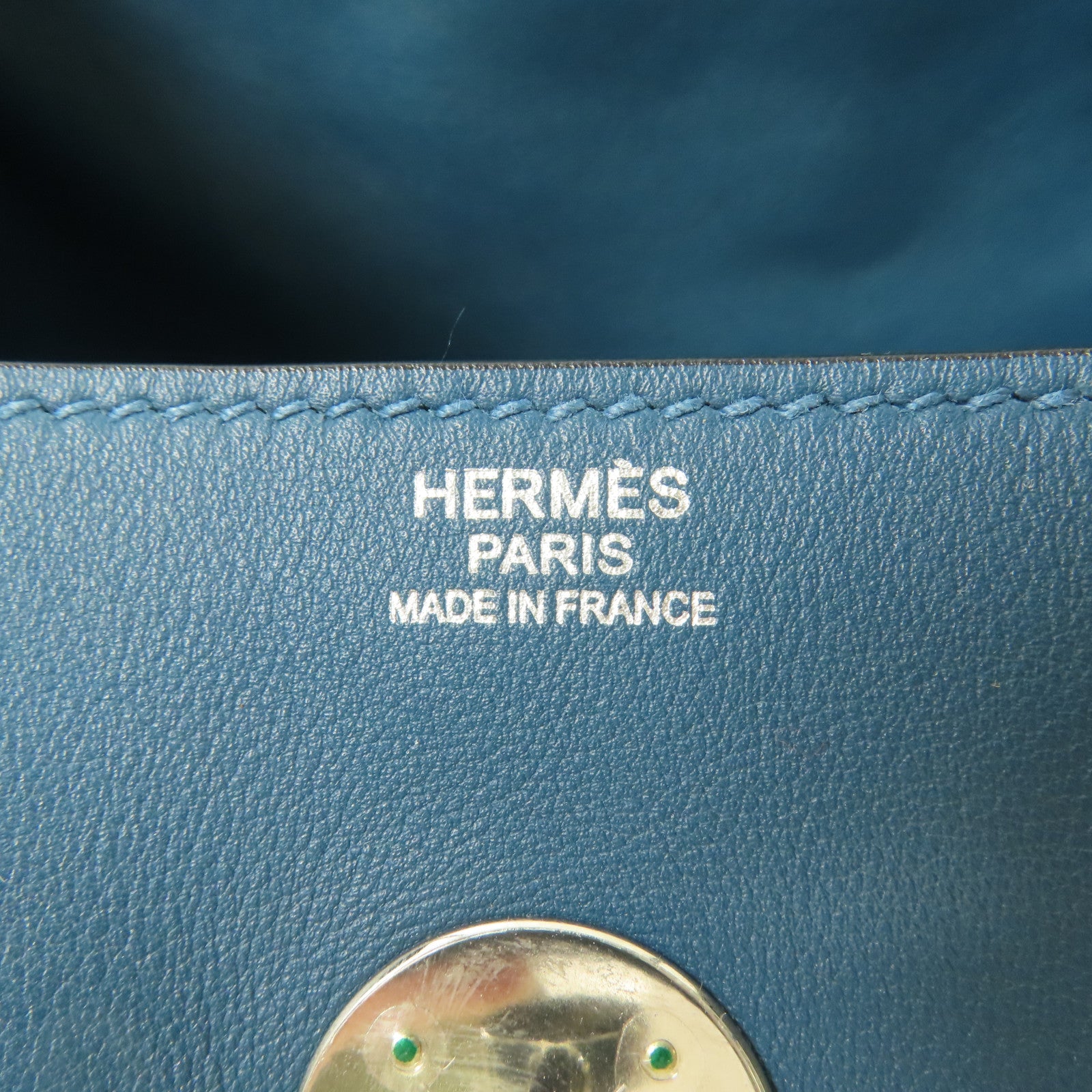 HERMES PHW Lindy 30 2 Way Shoulder Bag Swift Leather Bleu Agate