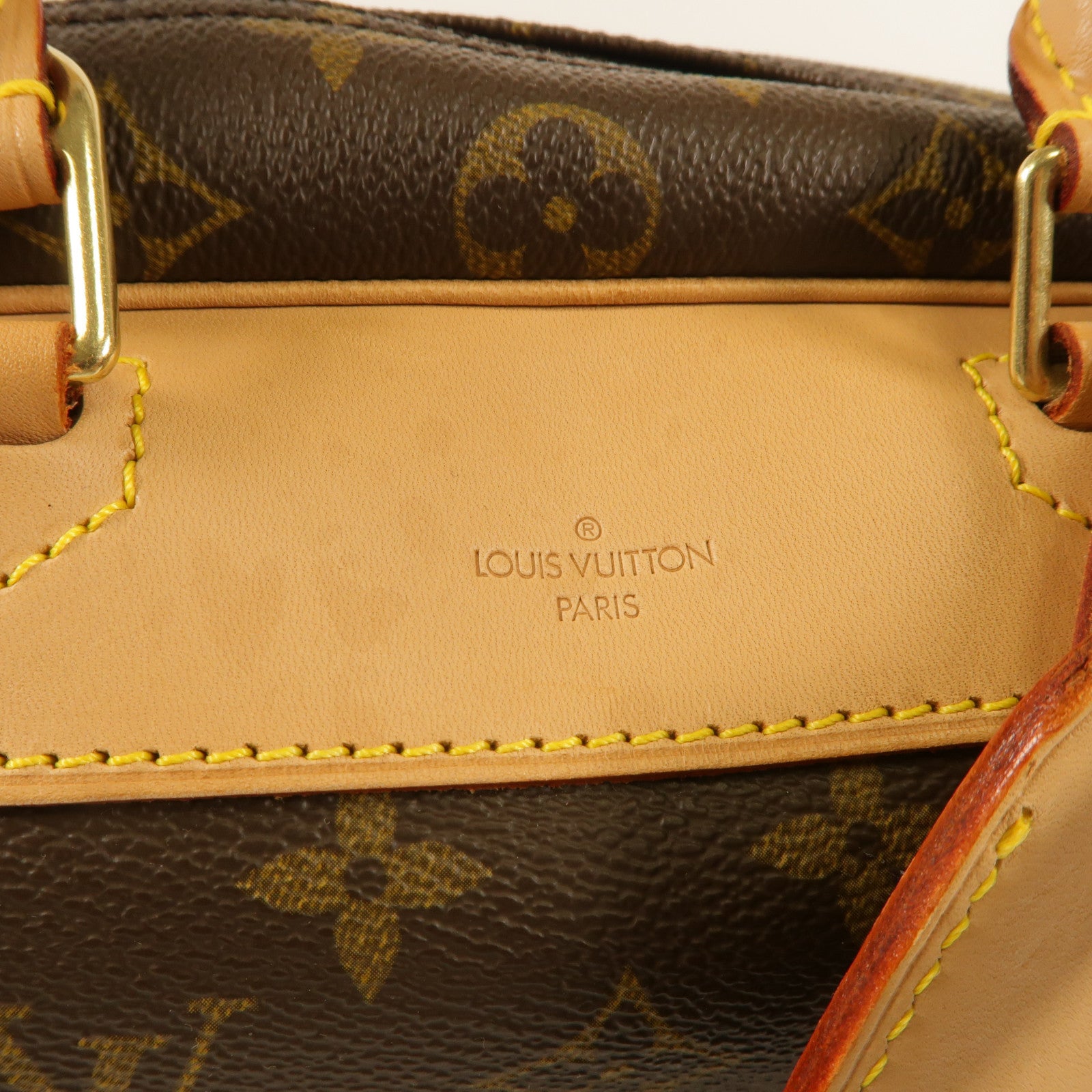 LOUIS VUITTON Monogram Deauville金扣手挽袋棕色