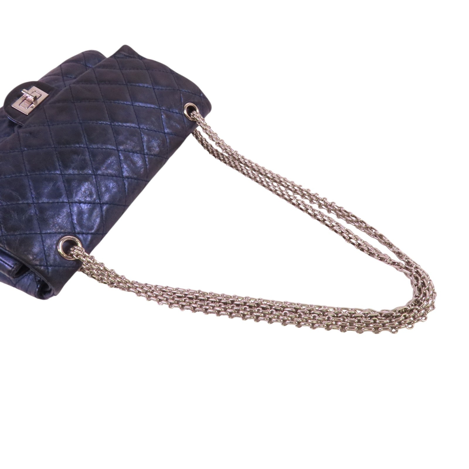 CHANEL 牛皮皮革2.55銀扣鏈帶肩背袋