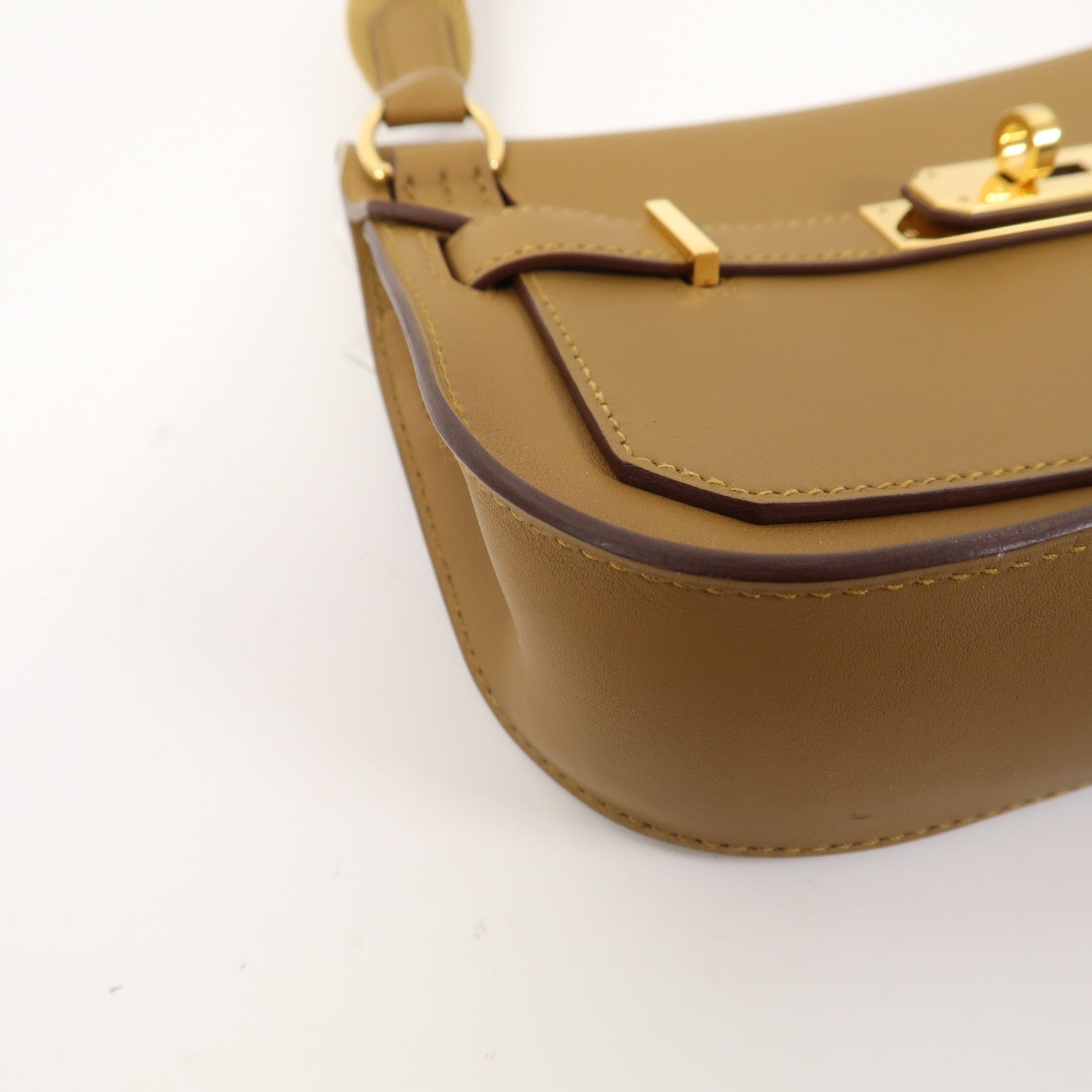 HERMES Swift皮革Mini Jypsiere金扣肩背袋芝麻色