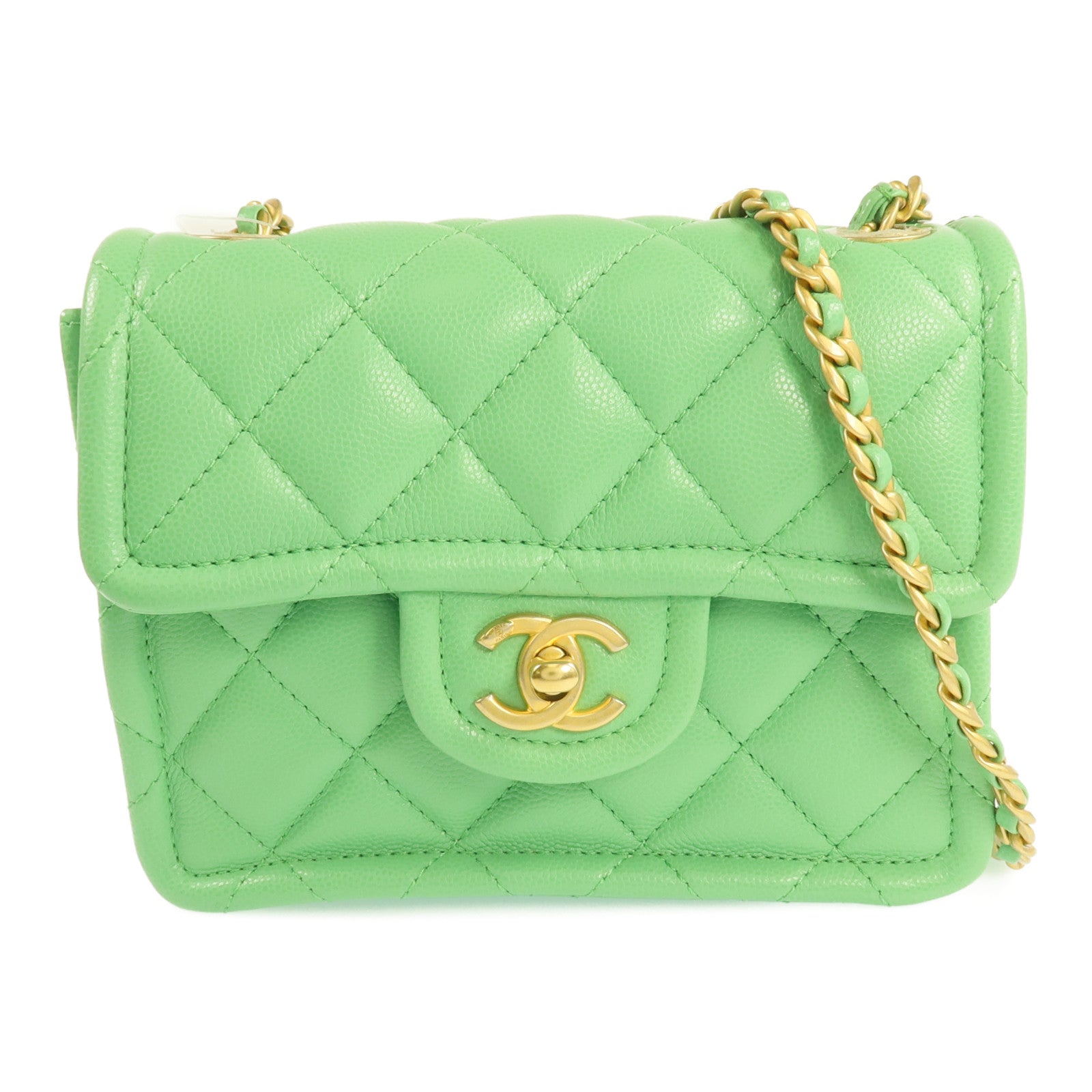 CHANEL 牛皮皮革Chain Shoulder金扣肩背包