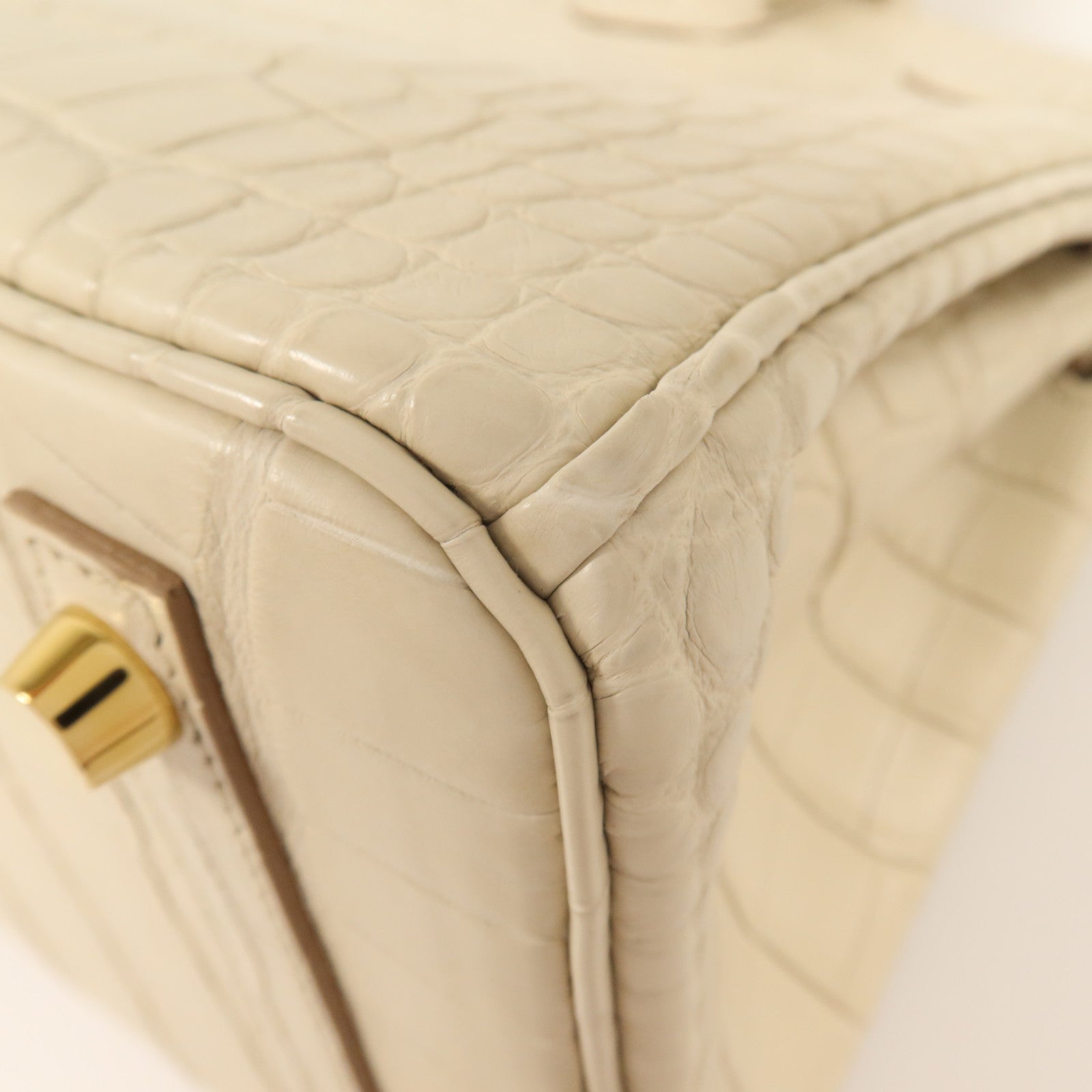 HERMES Alligator Mat皮革Birkin 25金扣手挽袋Beton