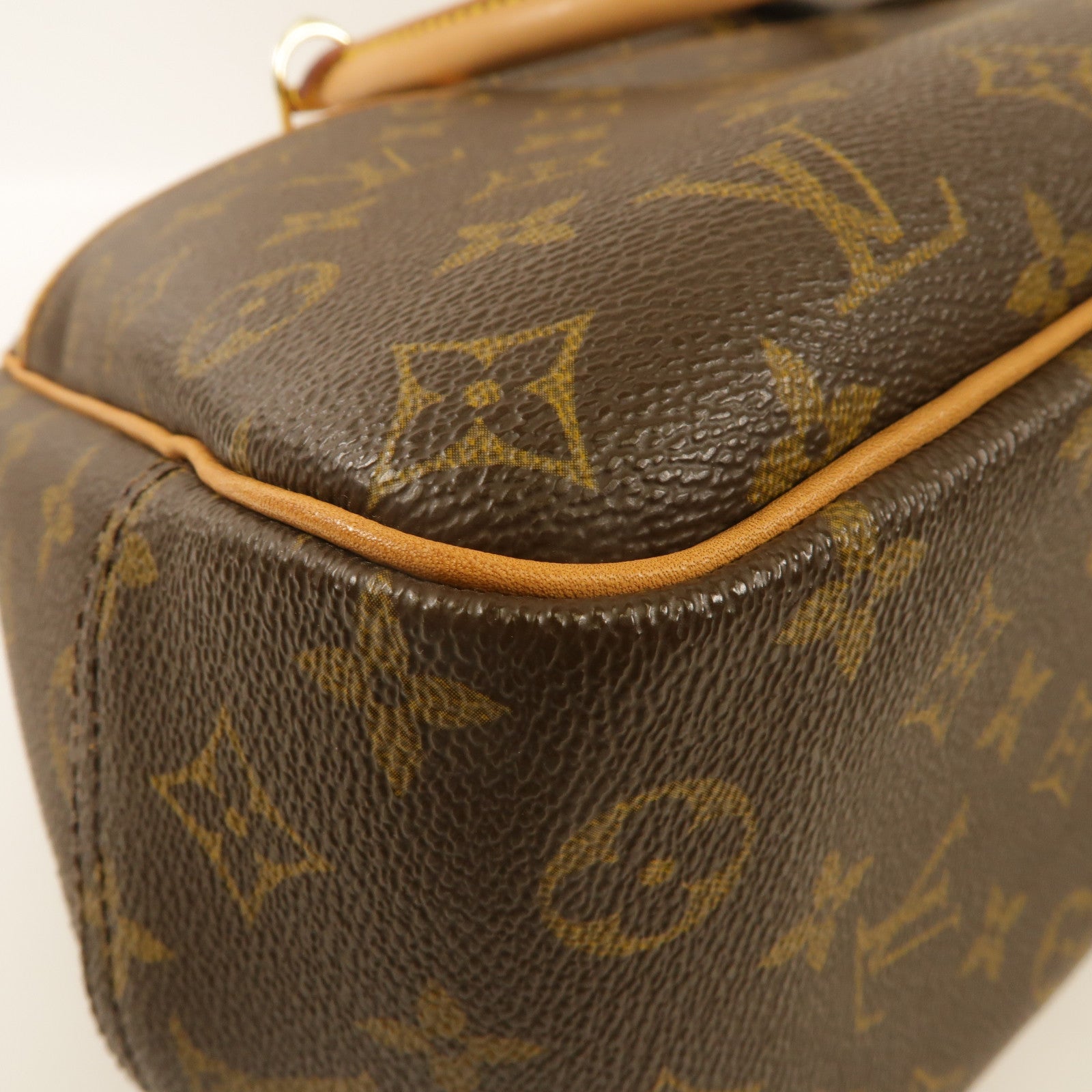 LOUIS VUITTON Monogram Deauville金扣手挽袋棕色