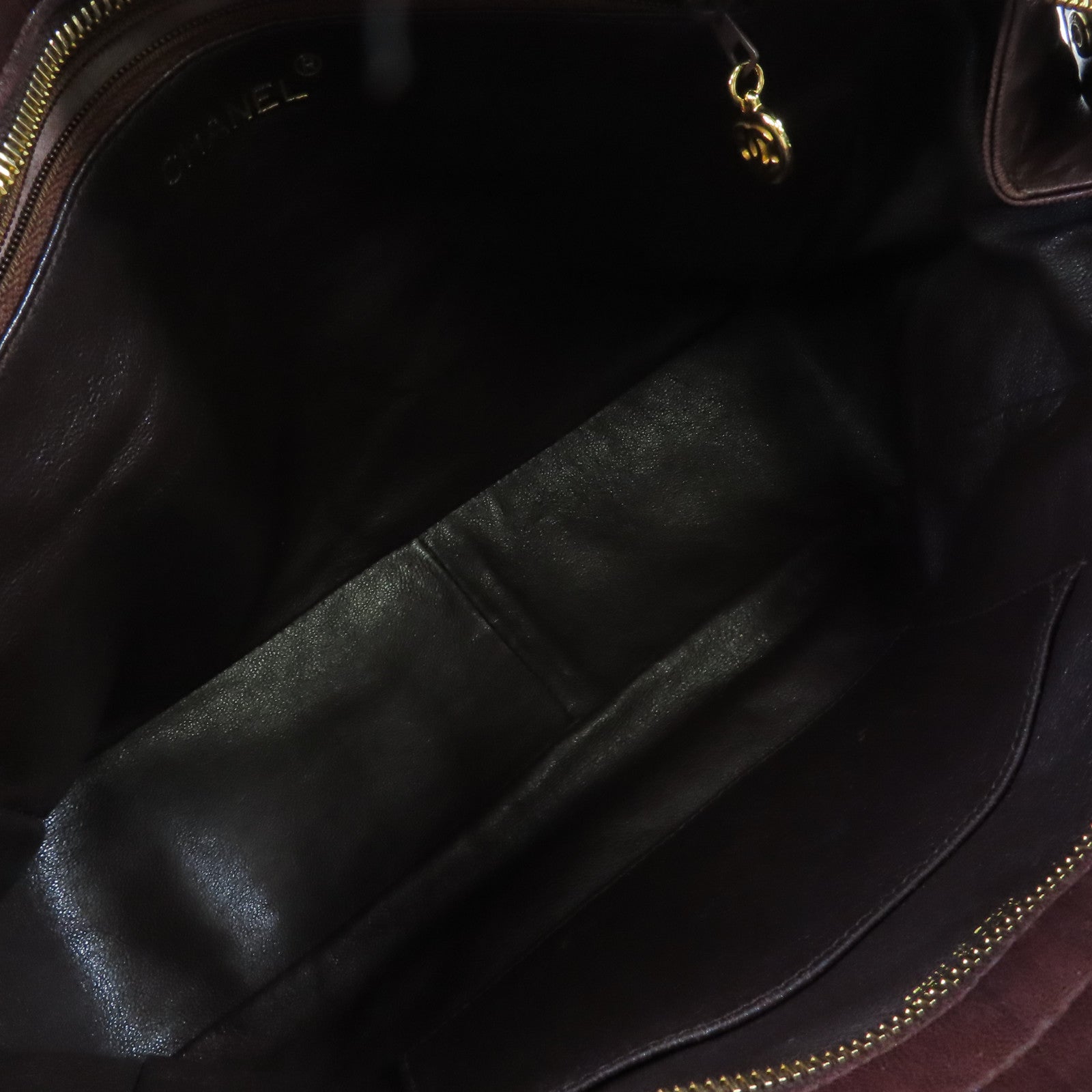 CHANEL 菱格羊皮皮革Chain Shoulder Bag金扣鏈帶肩背袋啡色