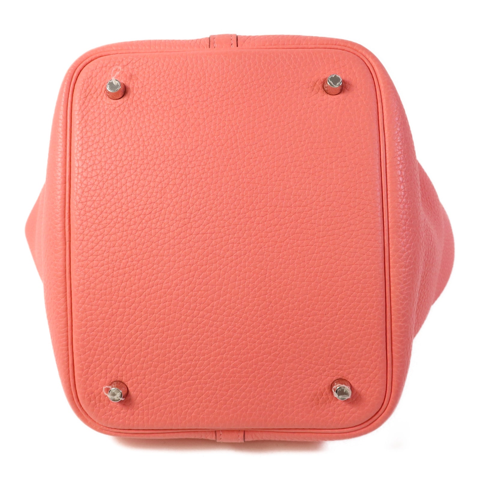 HERMES Clemence皮革Picotin MM銀扣手挽袋Rose Azalee