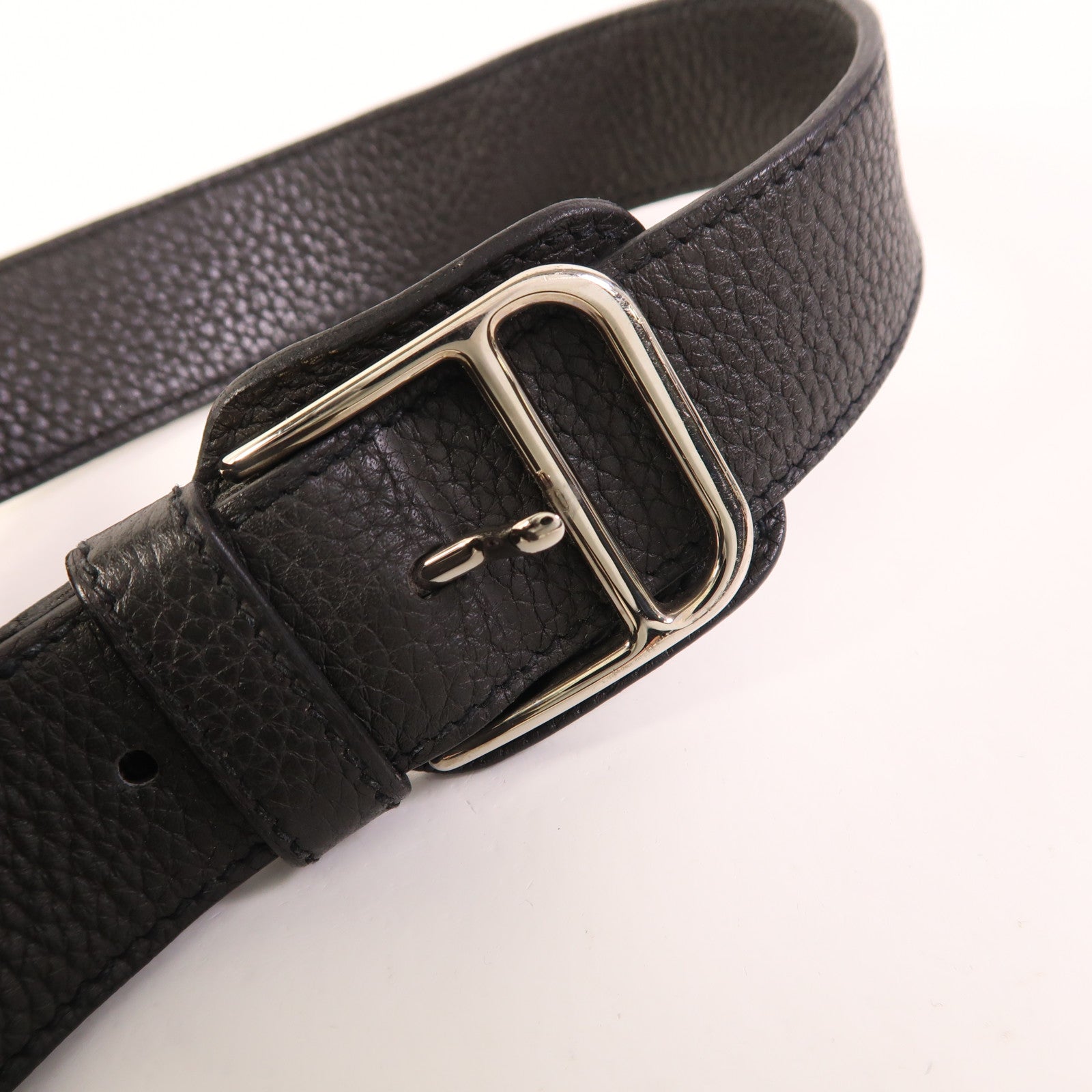 HERMES Clemence皮革Steve銀扣肩背袋Noir