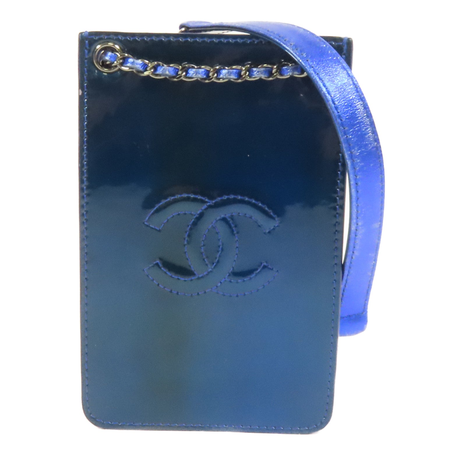 CHANEL 漆皮皮革Chain Shoulder銀扣鏈帶肩背袋