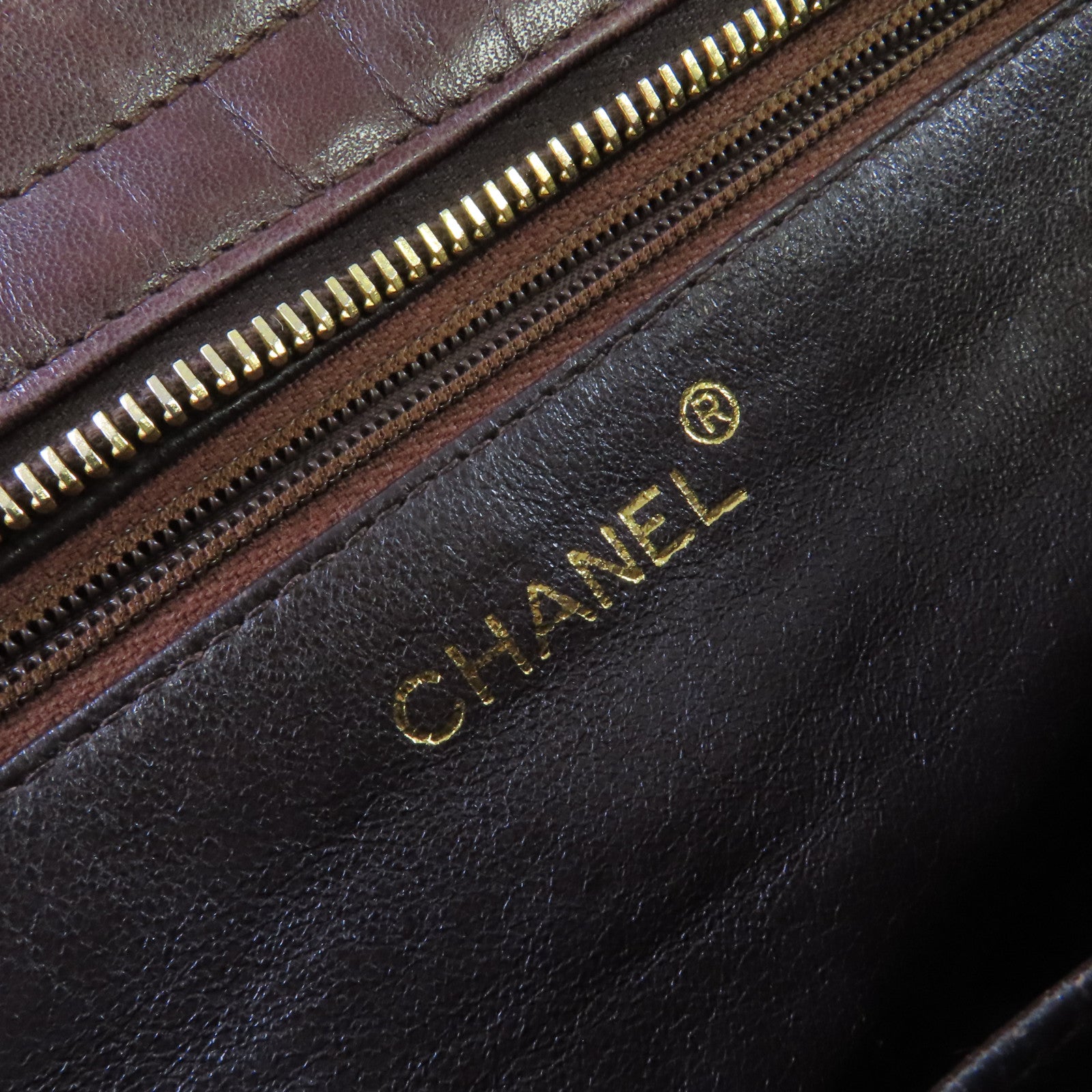 CHANEL 菱格羊皮皮革Chain Shoulder Bag金扣鏈帶肩背袋啡色