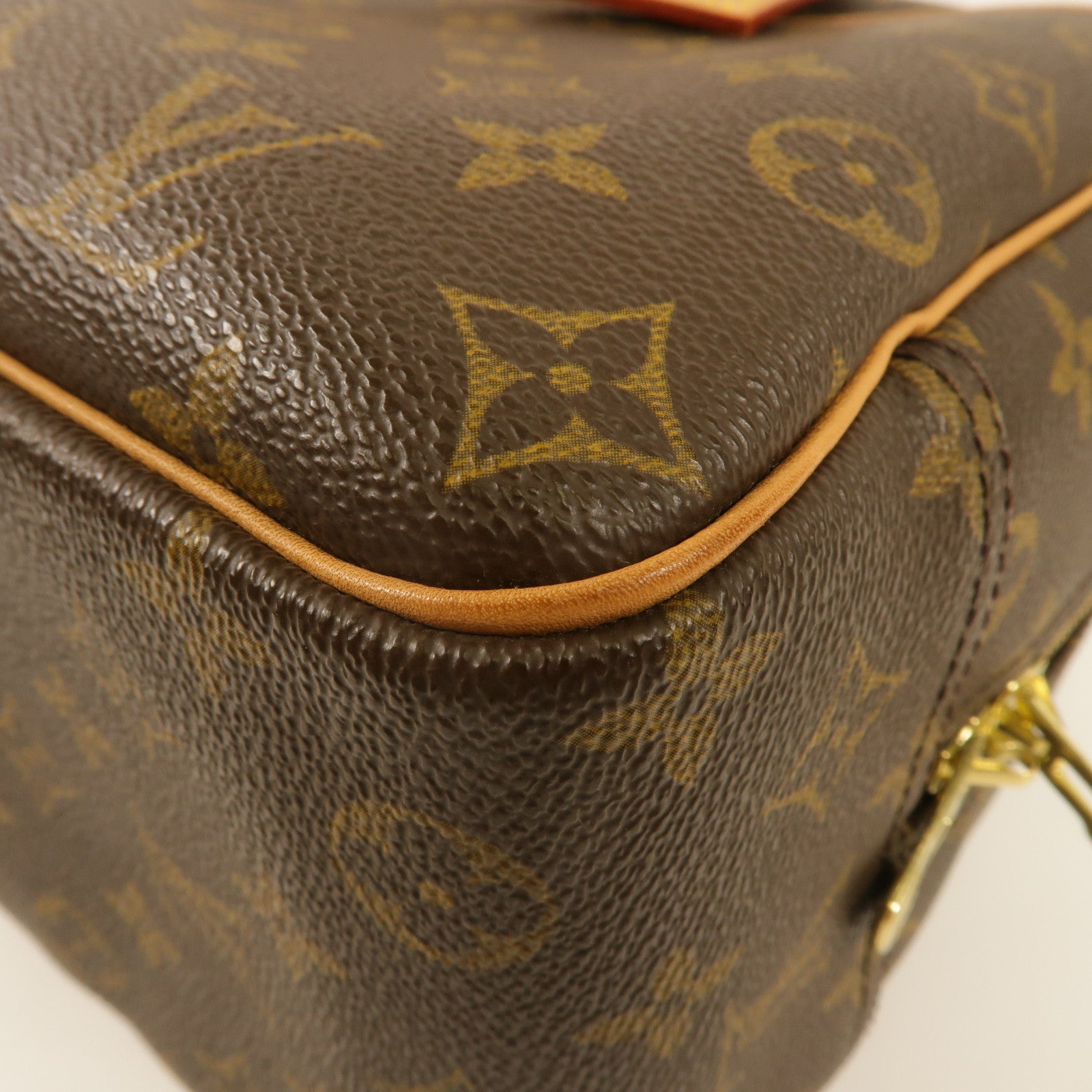 LOUIS VUITTON Monogram Deauville金扣手挽袋棕色