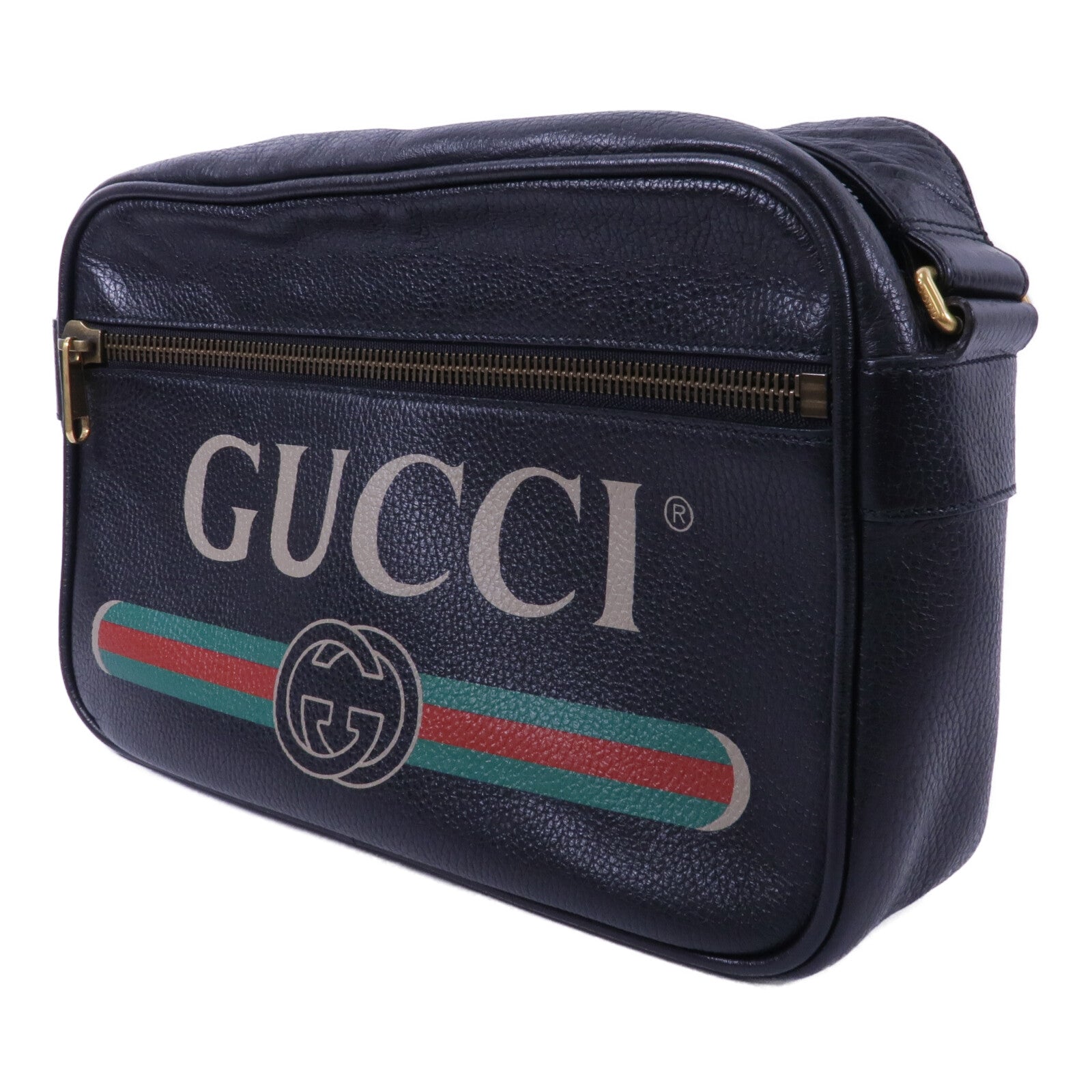 GUCCI 牛皮皮革Logo Print Messenger Bag肩背袋