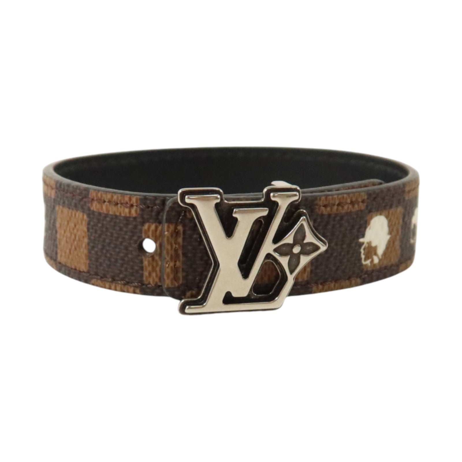 LOUIS VUITTON Damier Ebene Flower Damier Phriendship銀扣手鏈