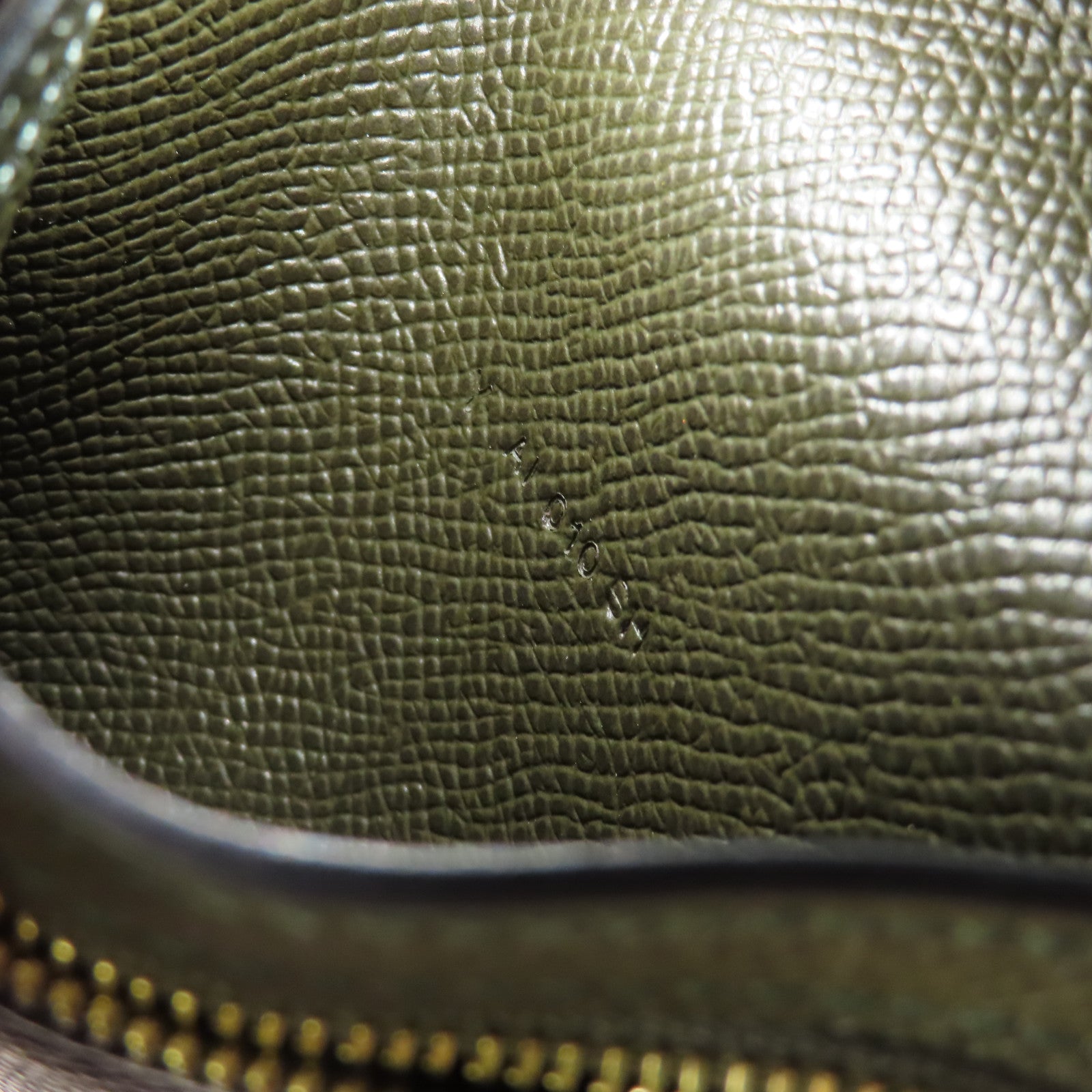 HERMES GHW Bearn Compact Round Wallet Epsom Leather G8 Vert Maquis