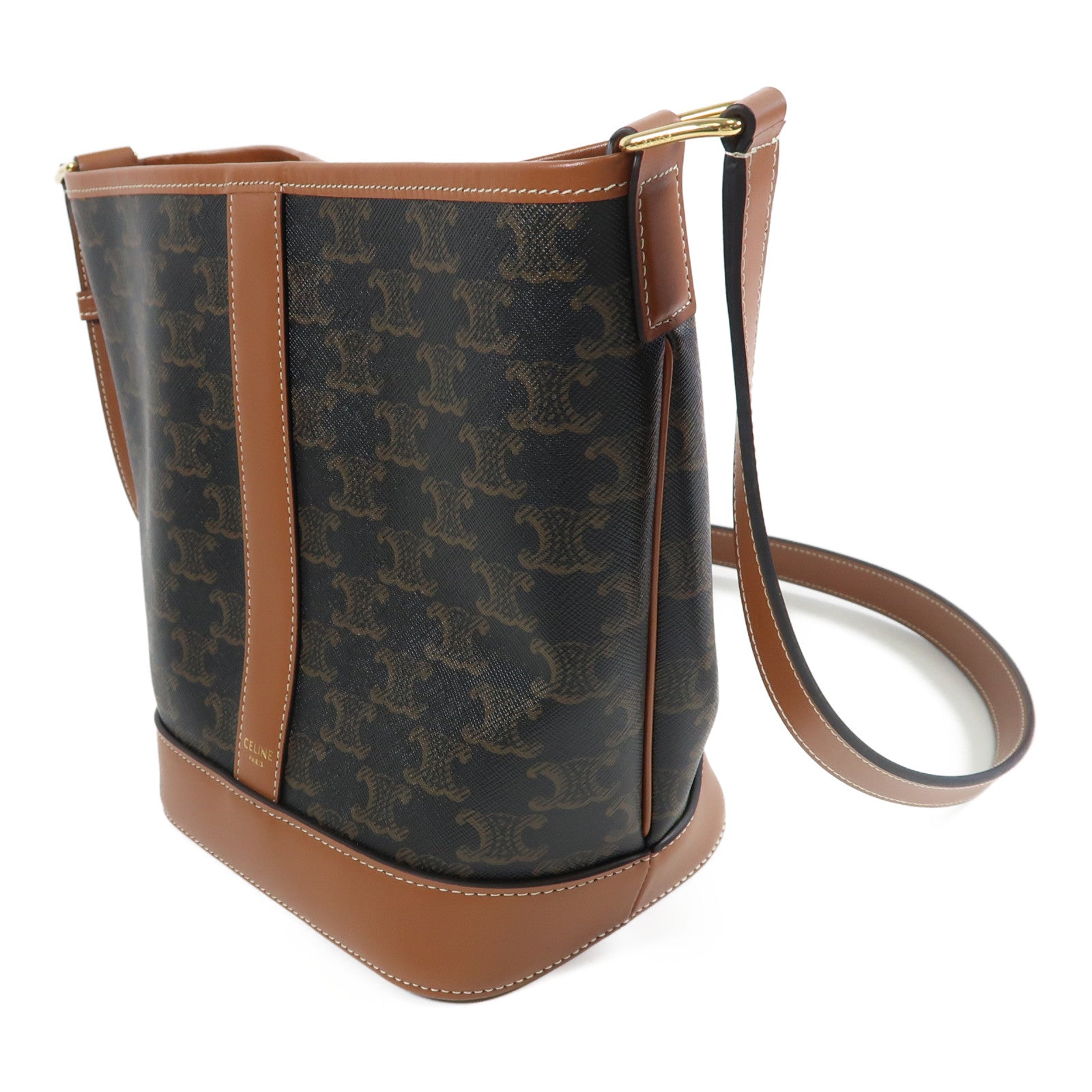 CELINE 塗層帆布Small Bucket金扣肩背袋