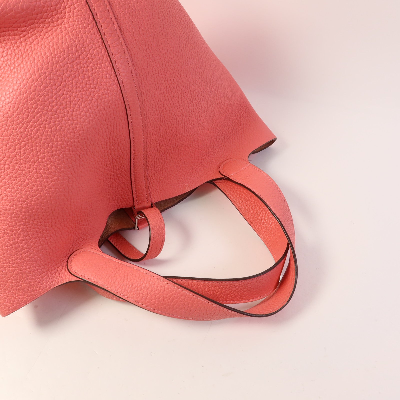 HERMES Clemence皮革Picotin MM銀扣手挽袋Rose Azalee