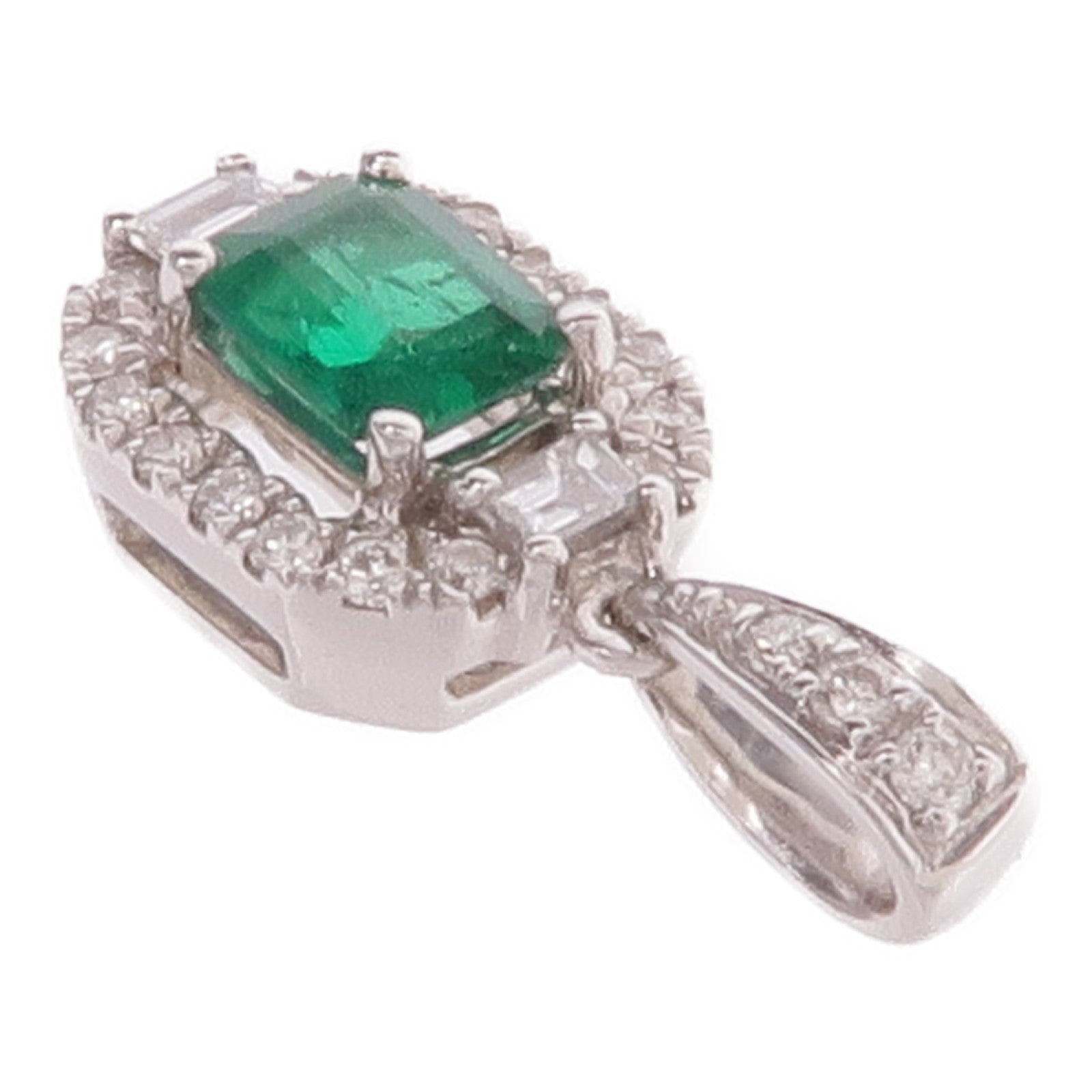 JEWELRY 18K白金Emerald Diamond Pendant Top綠寶石/鑽石吊墜