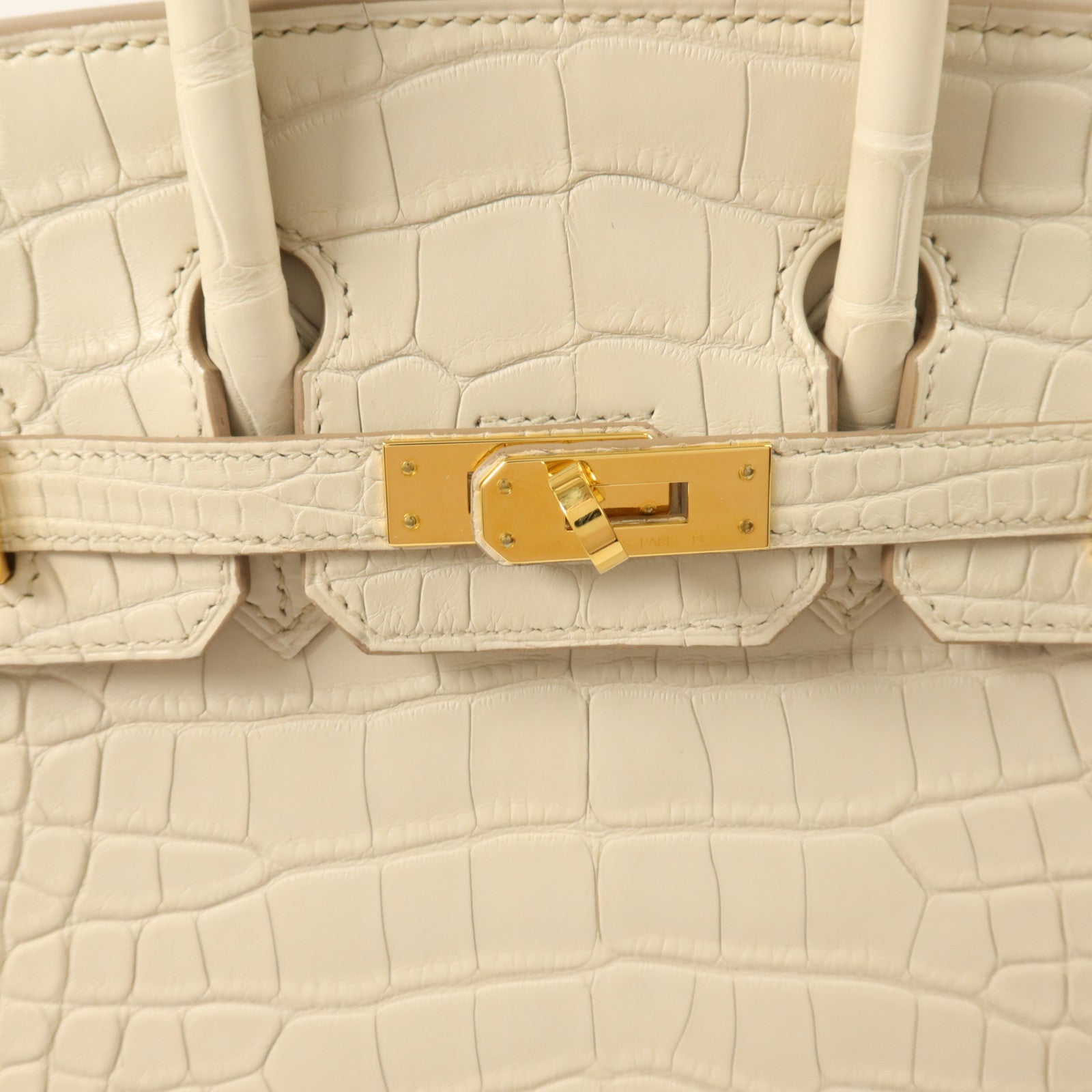 HERMES Alligator Mat皮革Birkin 25金扣手挽袋Beton