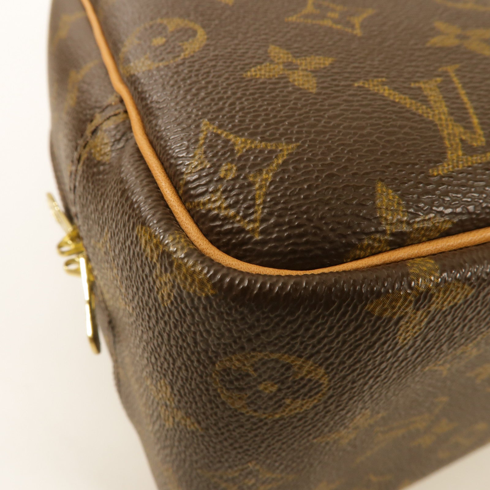 LOUIS VUITTON Monogram Deauville金扣手挽袋棕色