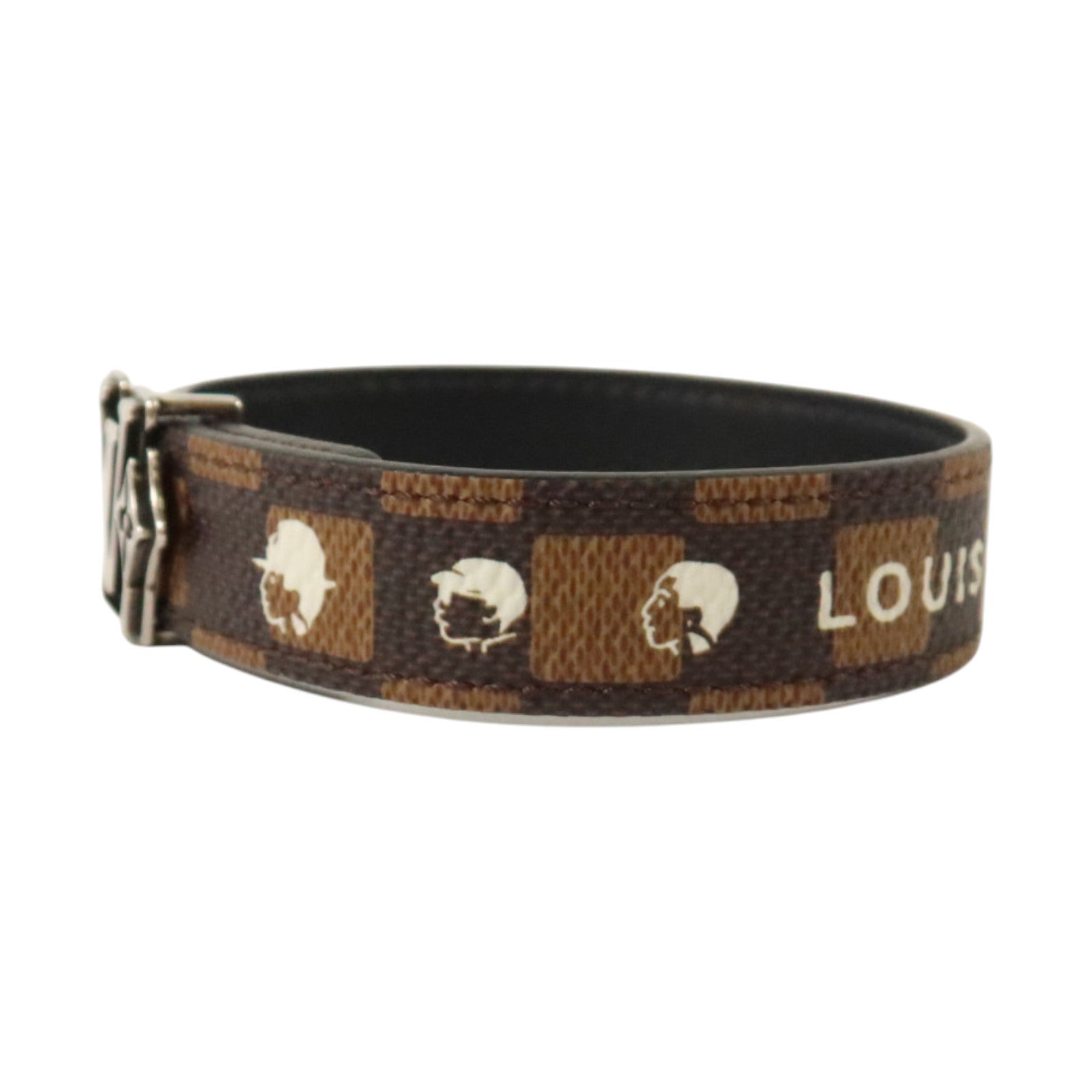 LOUIS VUITTON Damier Ebene Flower Damier Phriendship銀扣手鏈