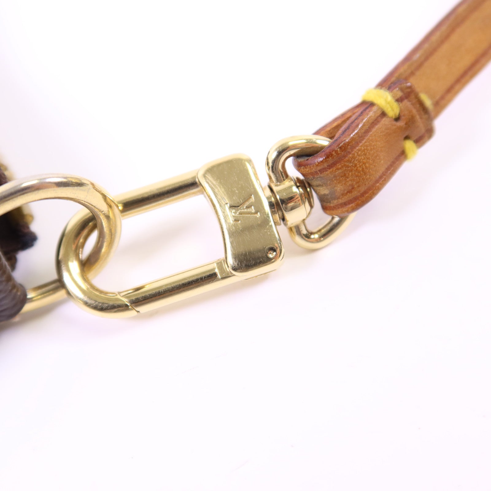 LOUIS VUITTON Monogram Pochette Accessoires金扣手挽袋棕色