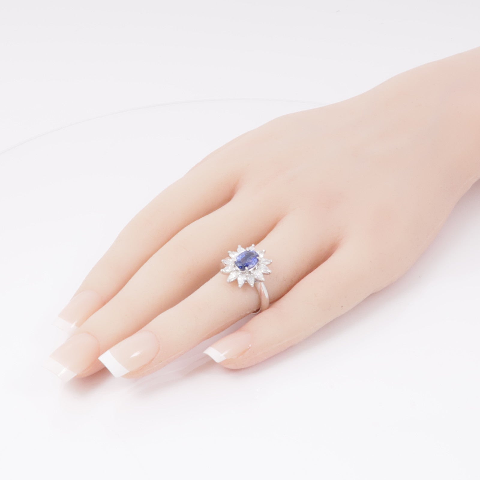 JEWELRY PT900鉑金Sapphire/Diamond Ring藍寶石/鑽石戒指US#5.75