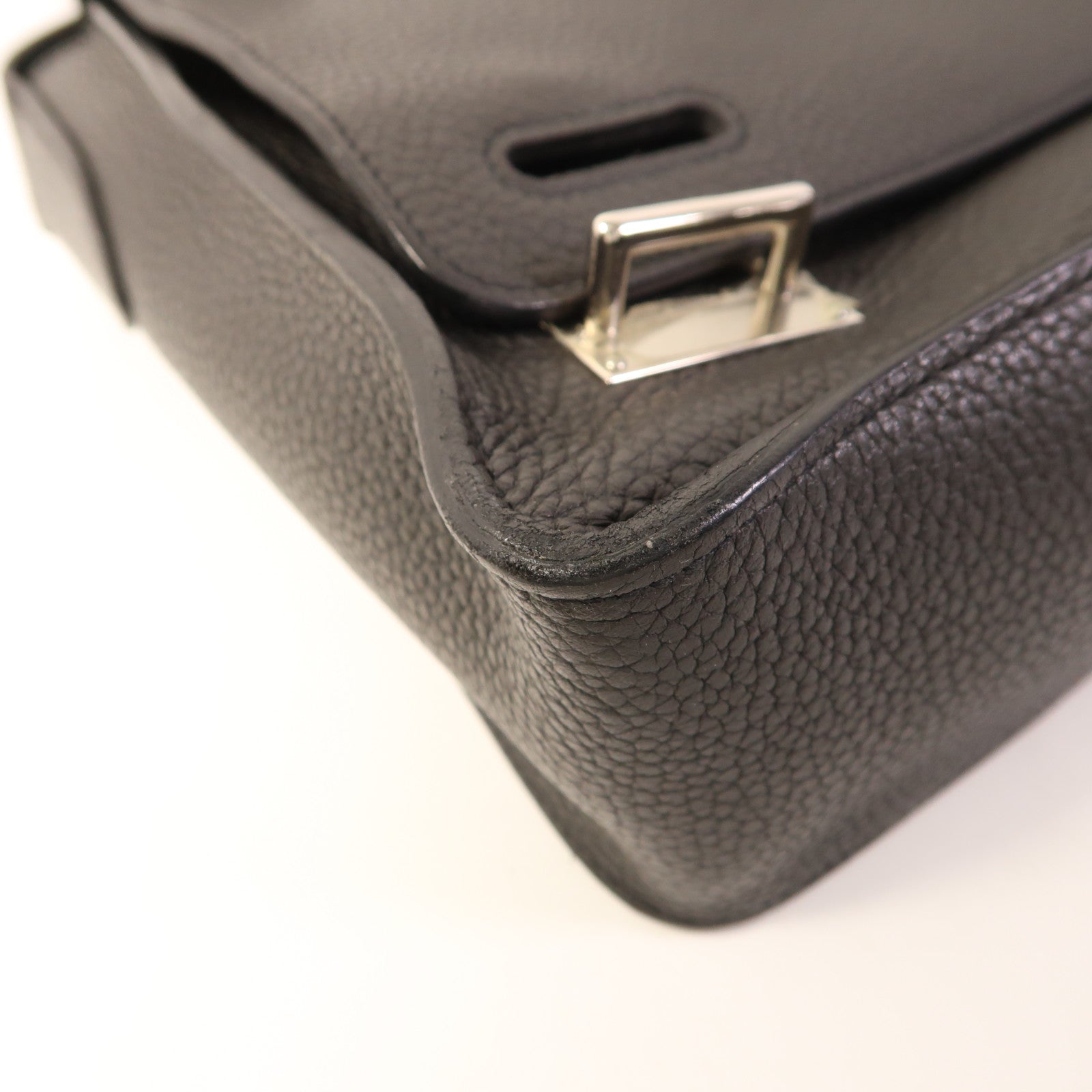 HERMES Clemence皮革Steve銀扣肩背袋Noir