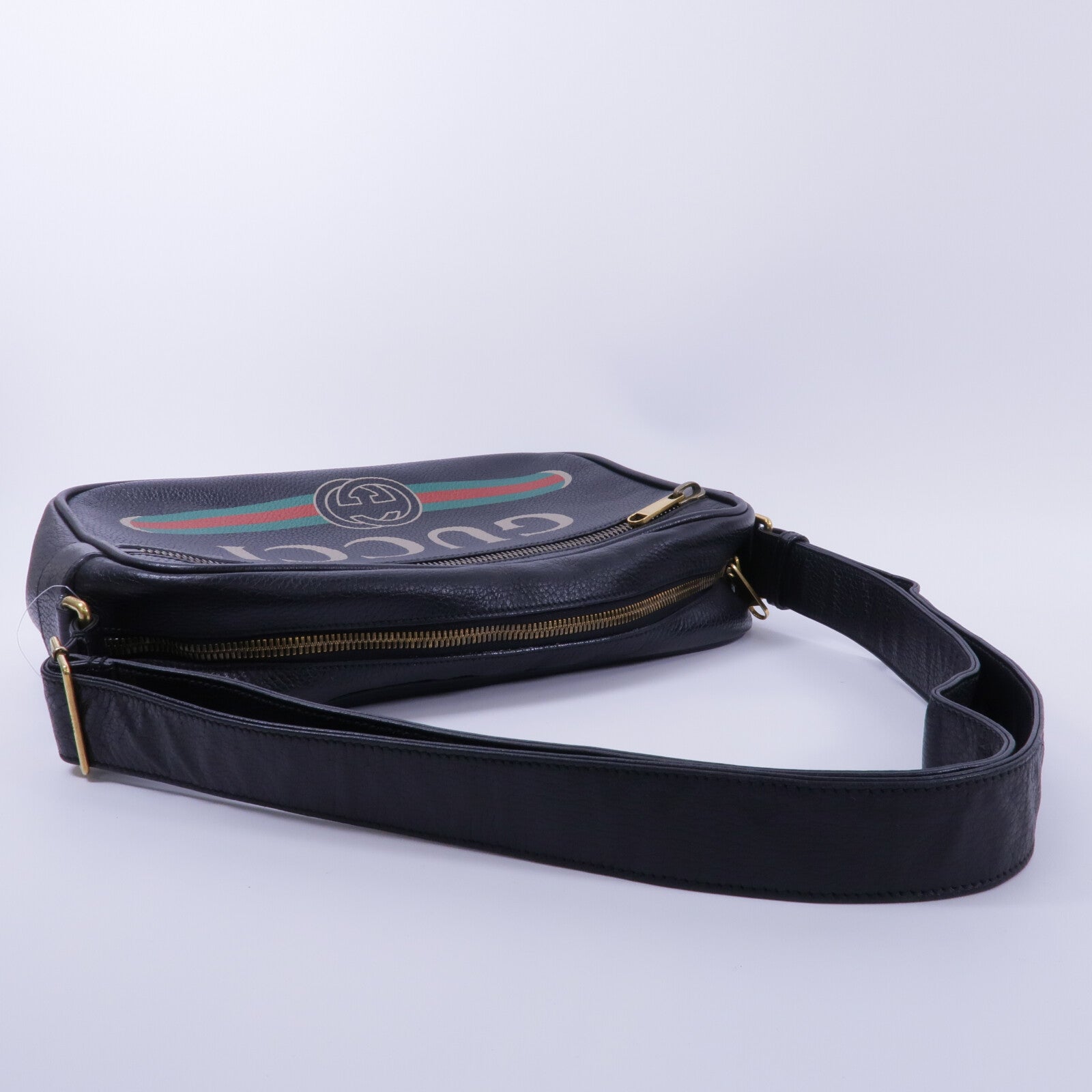 GUCCI 牛皮皮革Logo Print Messenger Bag肩背袋
