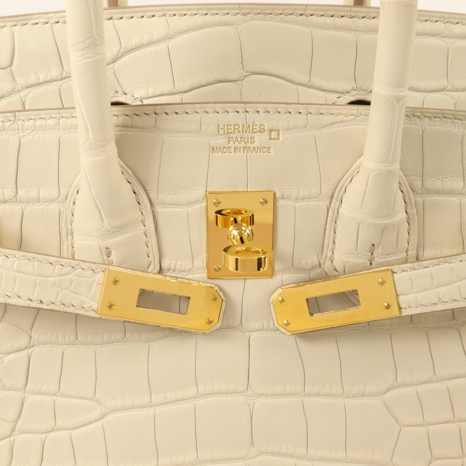 HERMES Alligator Mat皮革Birkin 25金扣手挽袋Beton