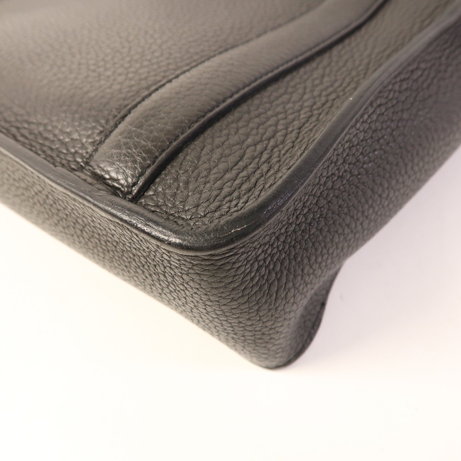 HERMES Clemence皮革Steve銀扣肩背袋Noir