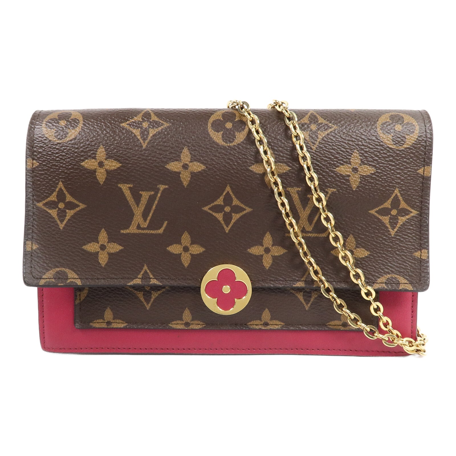 LOUIS VUITTON Monogram Portefeuille Flore鏈帶肩背袋