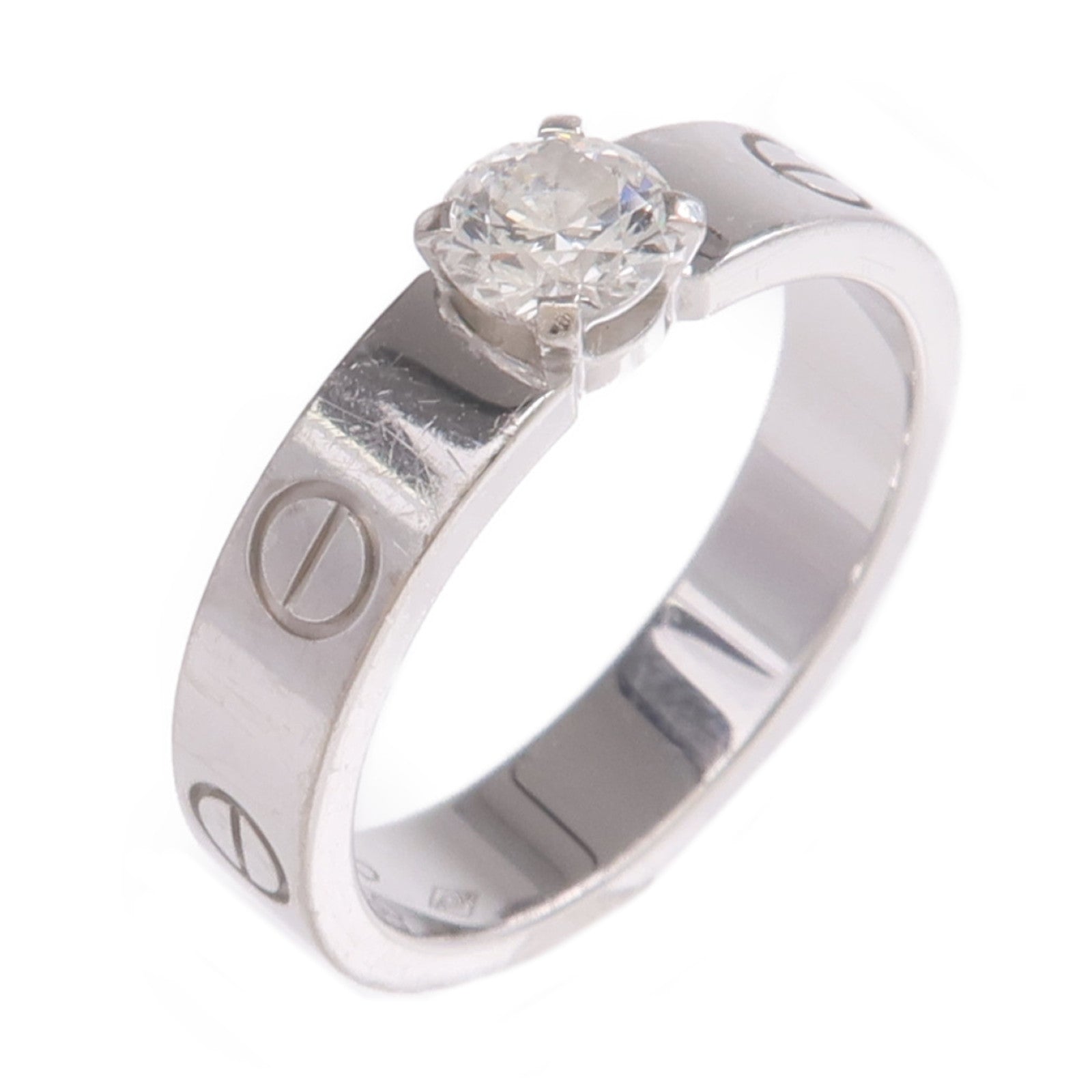 CARTIER 18K白金Love Solitaire Brilliant Cut Diamond Ring鑽石戒指