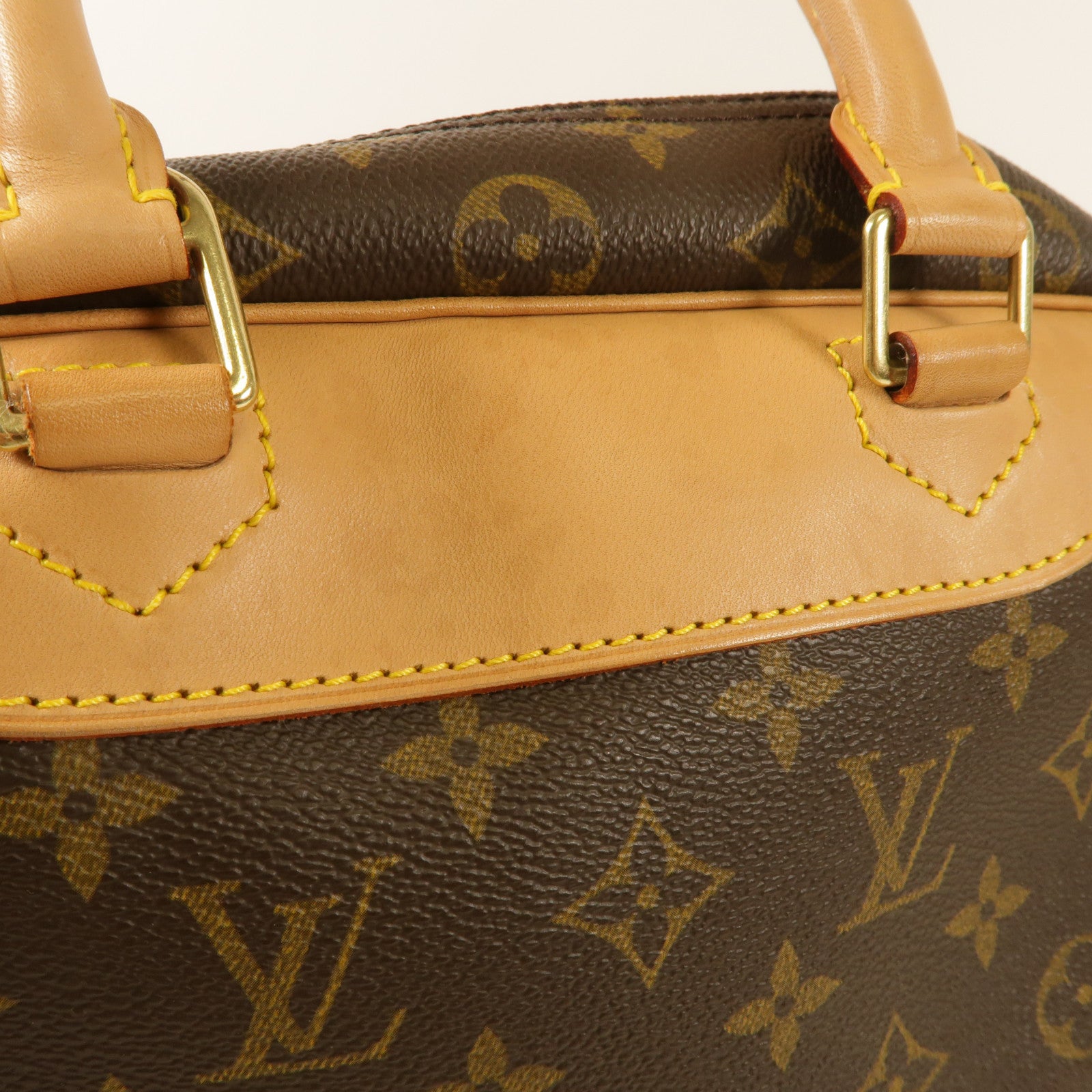 LOUIS VUITTON Monogram Deauville金扣手挽袋棕色