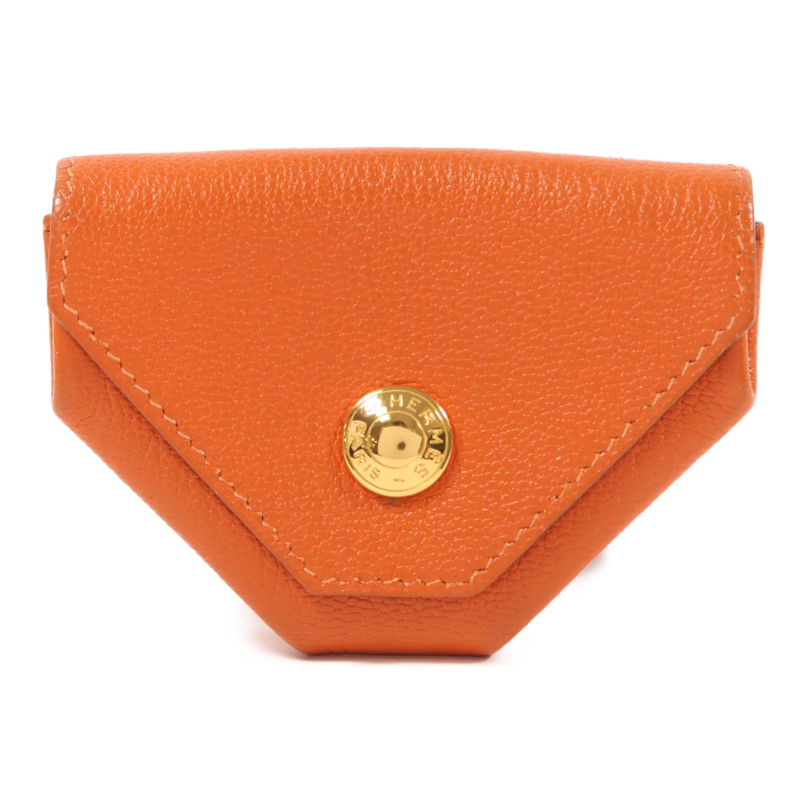 HERMES Chevre皮革Levain Quatre金扣零錢包