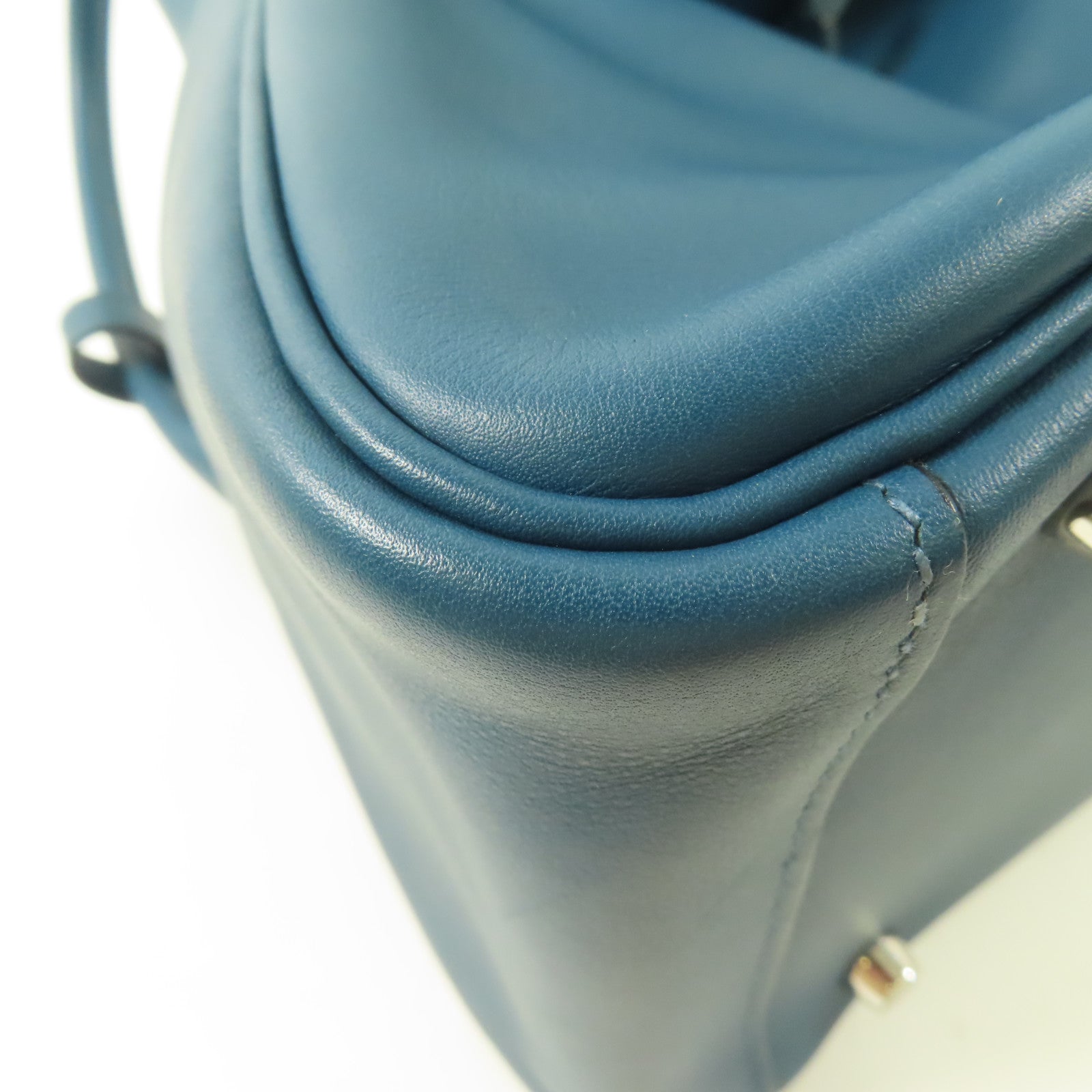 HERMES PHW Lindy 30 2 Way Shoulder Bag Swift Leather Bleu Agate