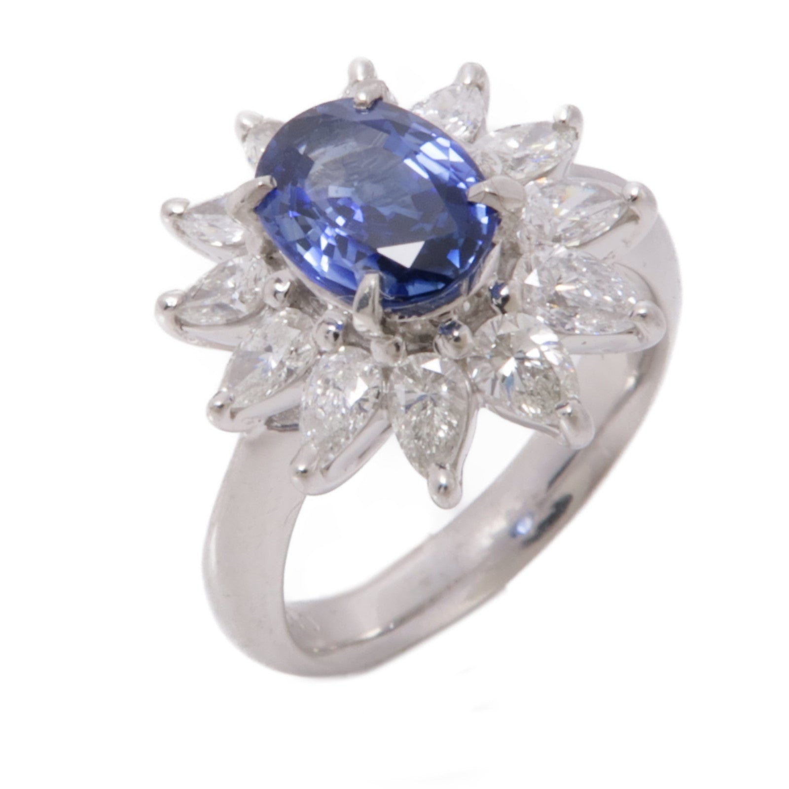 JEWELRY PT900鉑金Sapphire/Diamond Ring藍寶石/鑽石戒指US#5.75