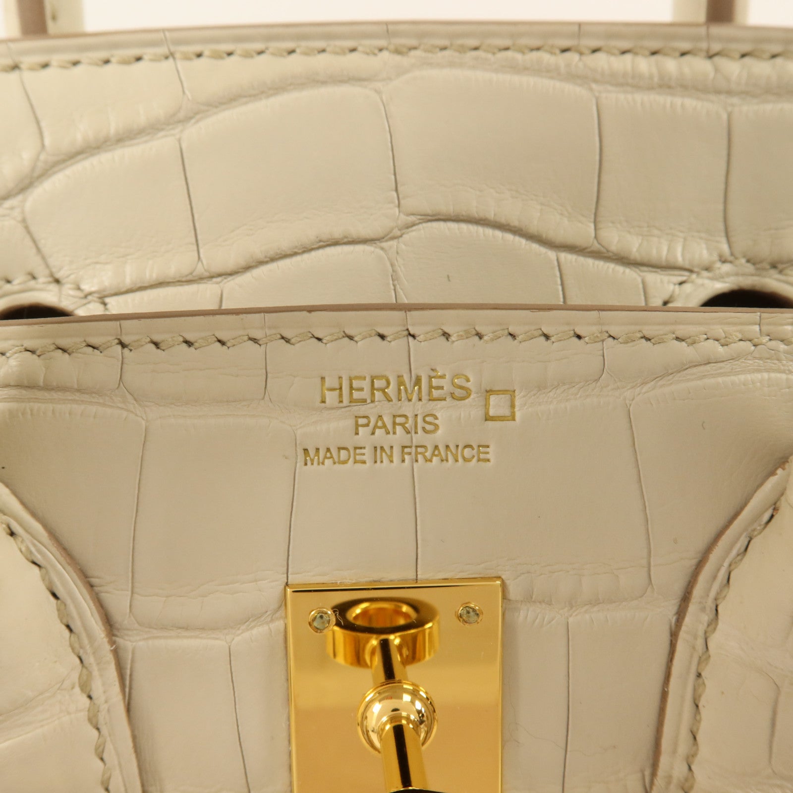 HERMES Alligator Mat皮革Birkin 25金扣手挽袋Beton