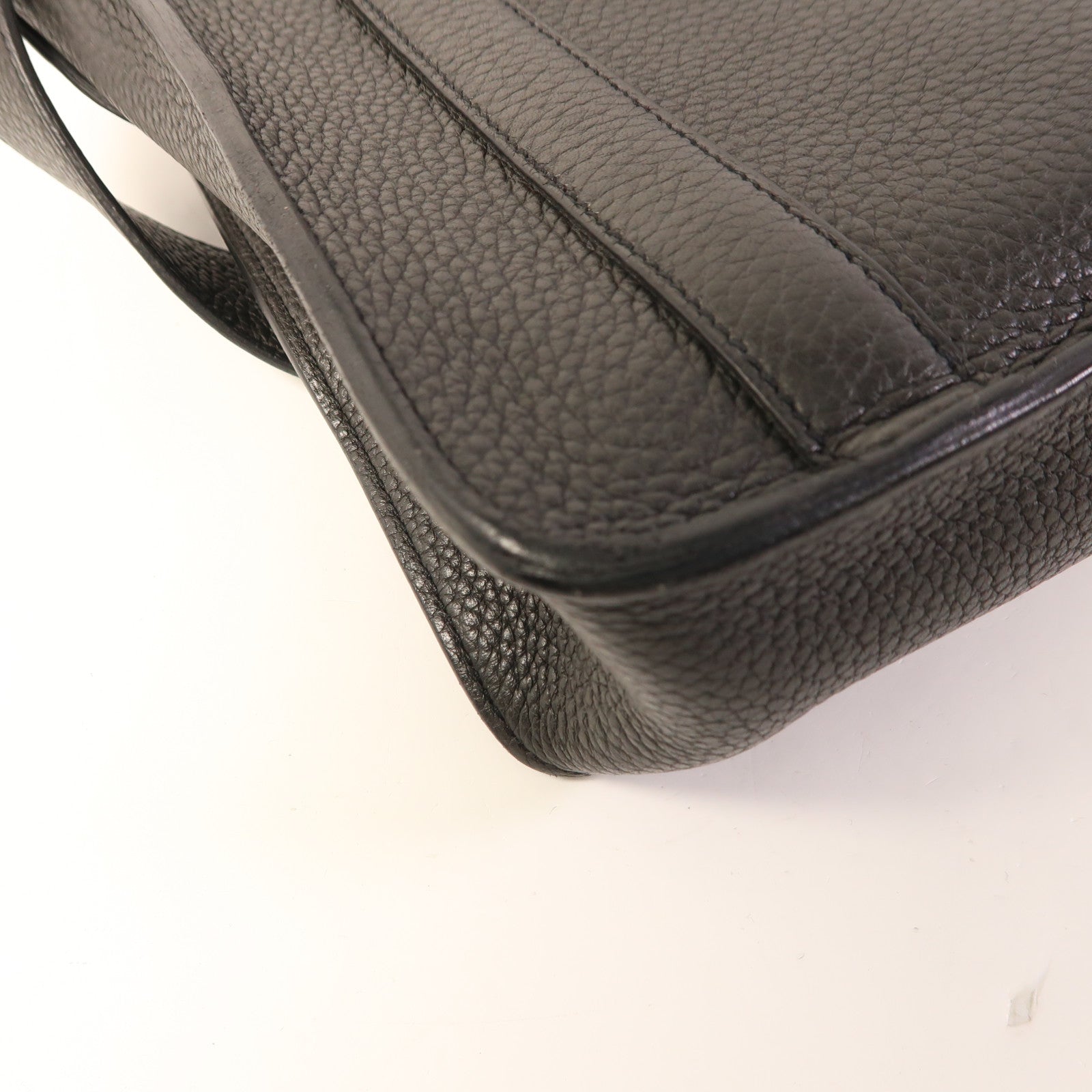 HERMES Clemence皮革Steve銀扣肩背袋Noir