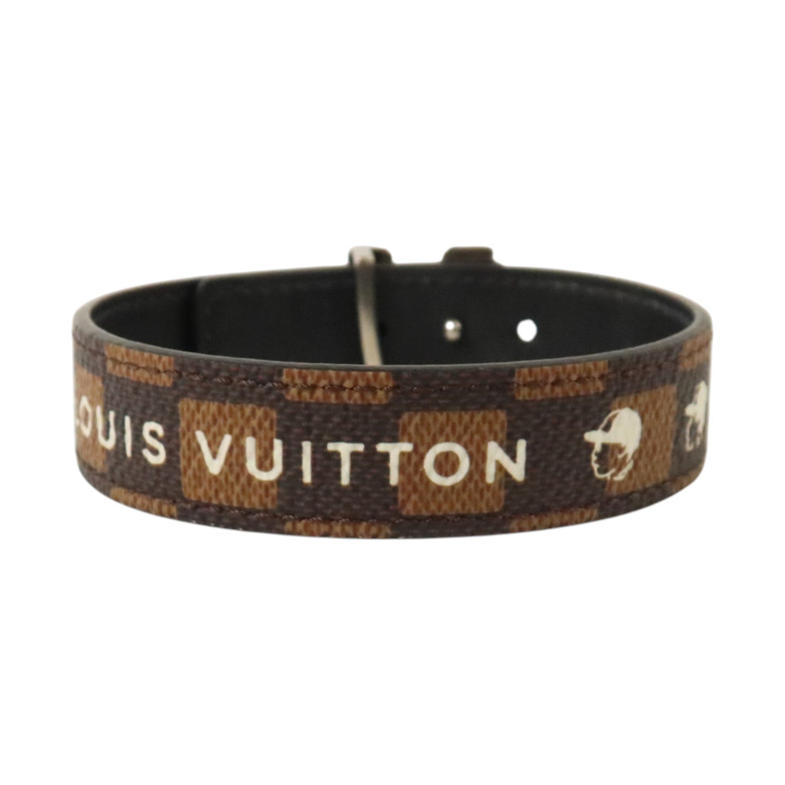 LOUIS VUITTON Damier Ebene Flower Damier Phriendship銀扣手鏈