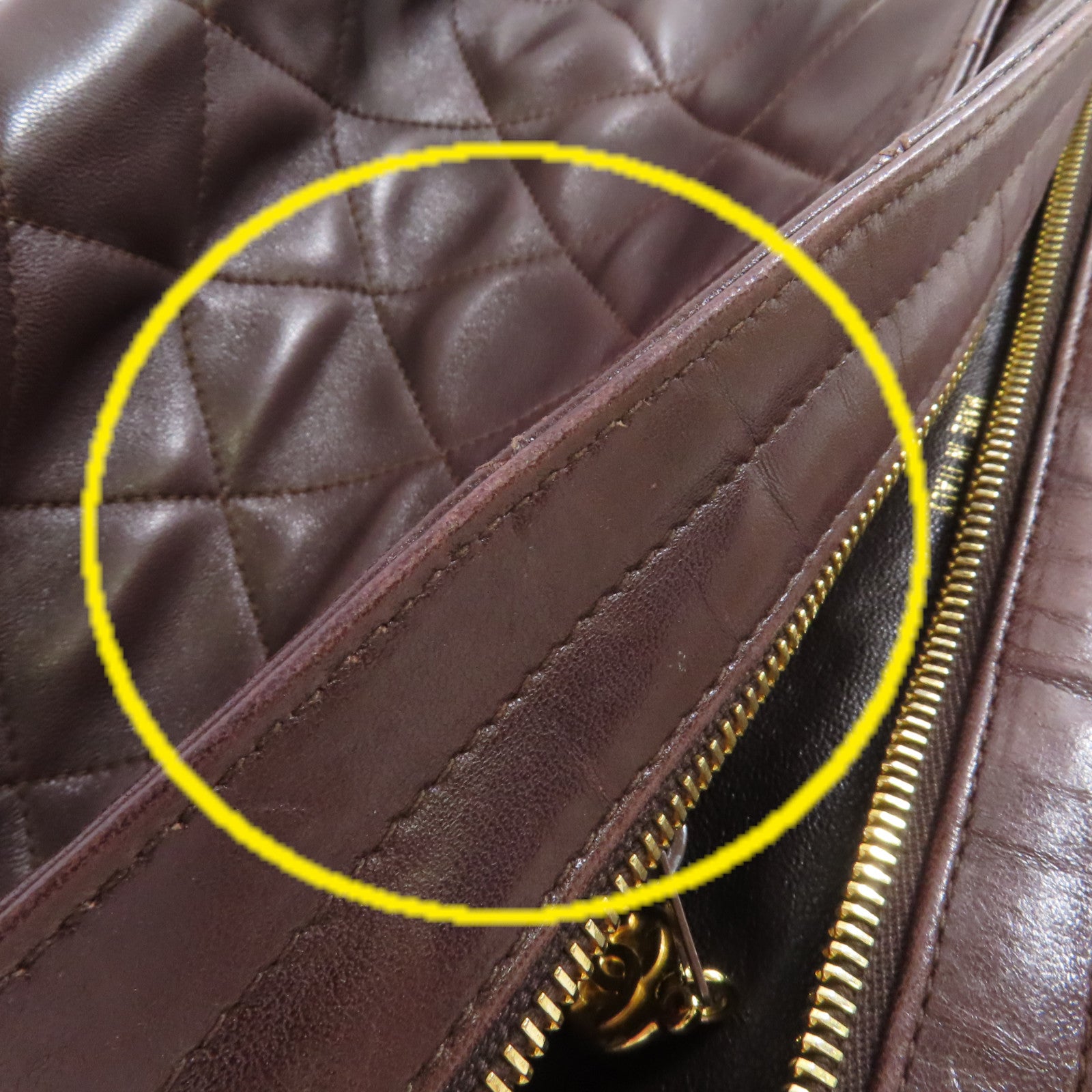 CHANEL 菱格羊皮皮革Chain Shoulder Bag金扣鏈帶肩背袋啡色