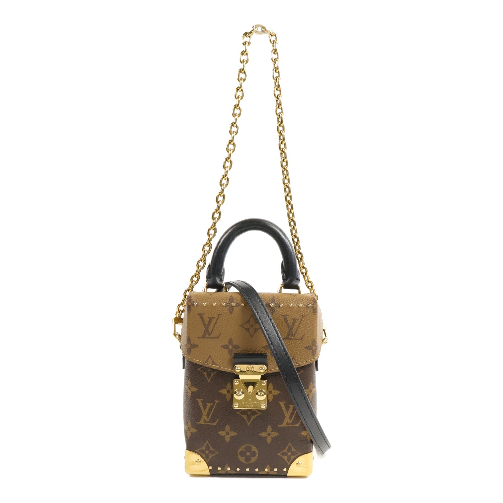 LOUIS VUITTON Monogram/Monogram Reverse Camera Box鏈帶手挽肩背兩用袋