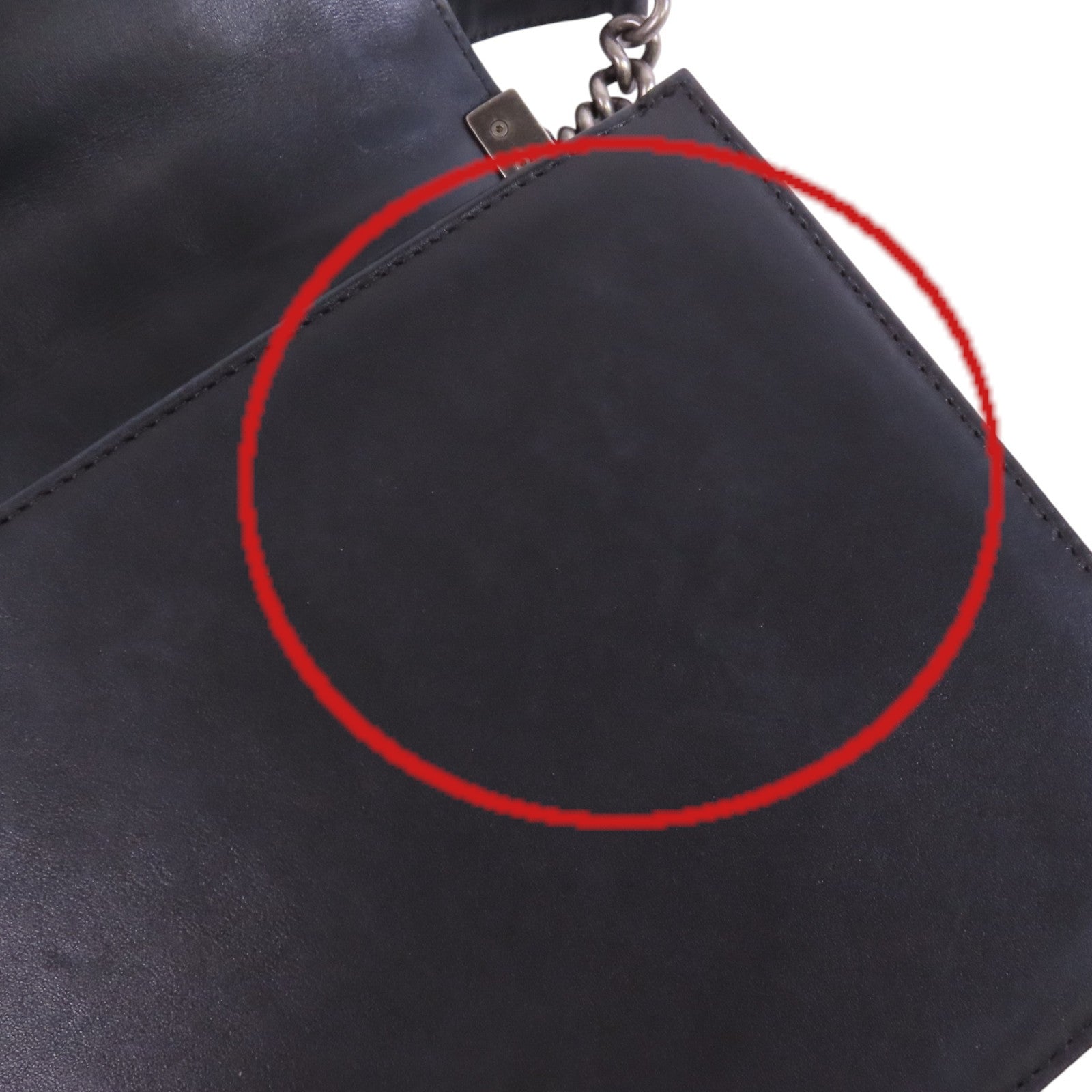 CHANEL 牛皮皮革Boy 28銀扣鏈帶肩背袋