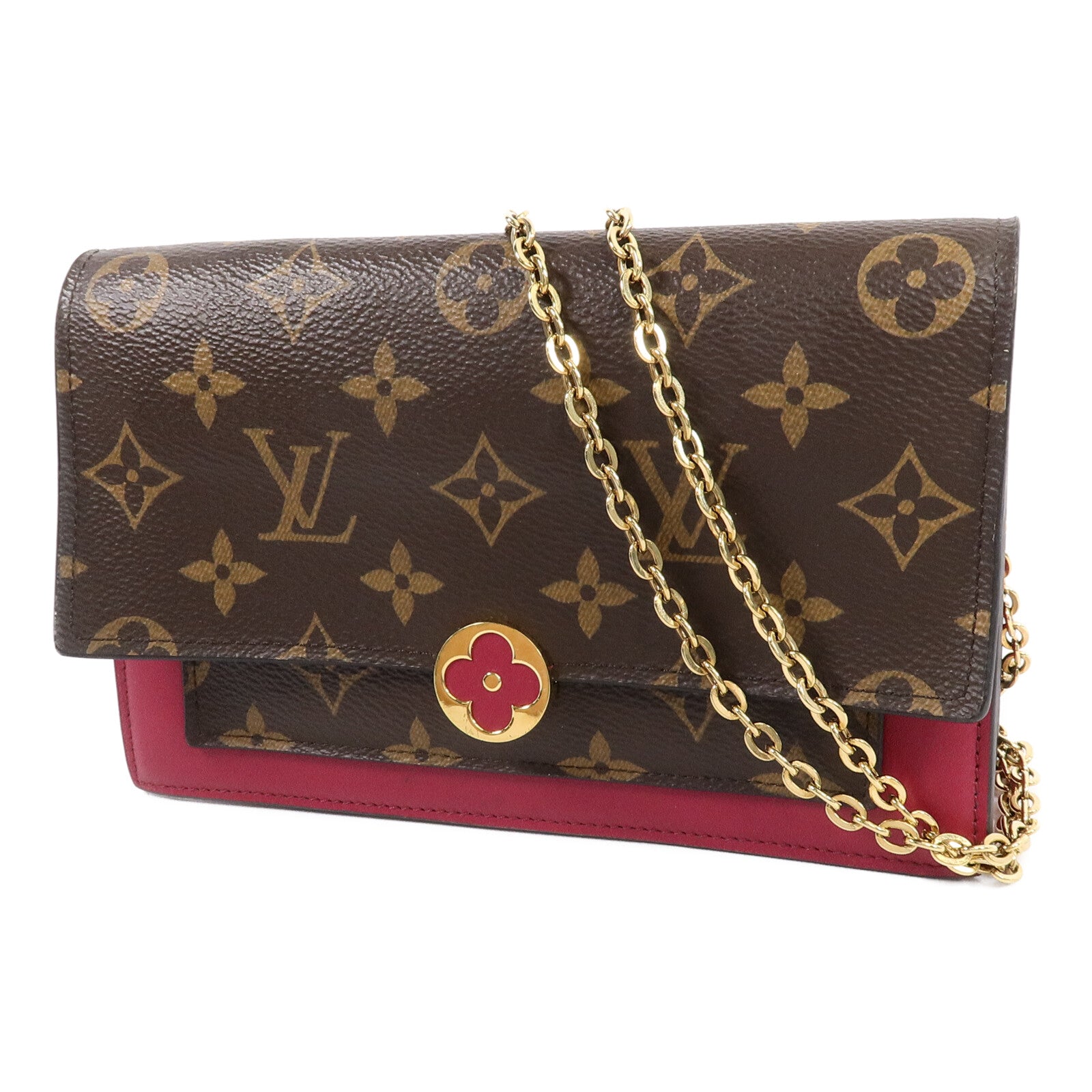 LOUIS VUITTON Monogram Portefeuille Flore鏈帶肩背袋