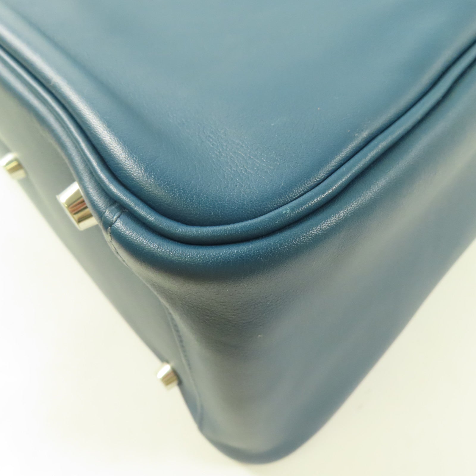 HERMES PHW Lindy 30 2 Way Shoulder Bag Swift Leather Bleu Agate