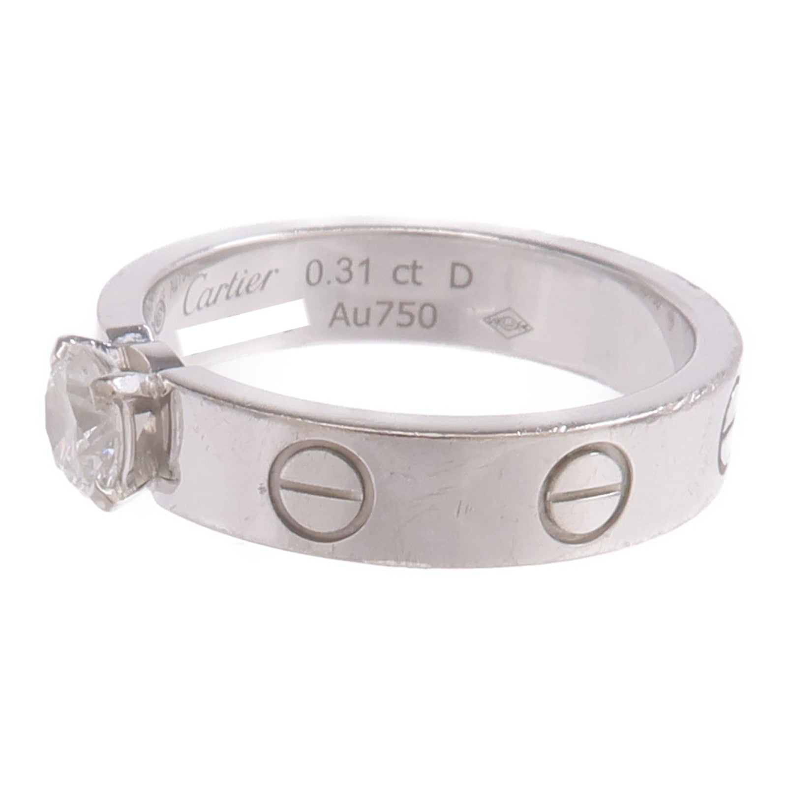 CARTIER 18K白金Love Solitaire Brilliant Cut Diamond Ring鑽石戒指