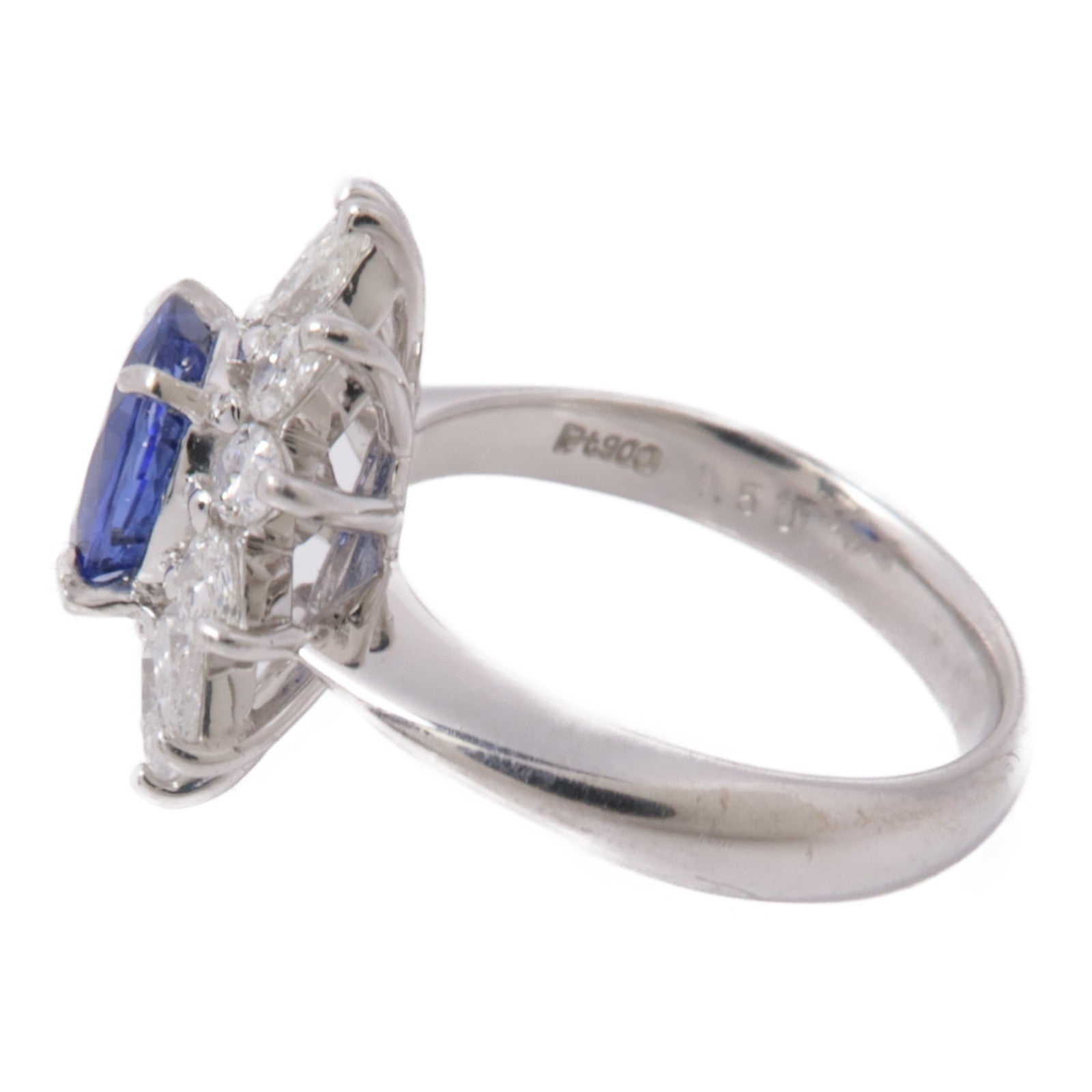 JEWELRY PT900鉑金Sapphire/Diamond Ring藍寶石/鑽石戒指US#5.75