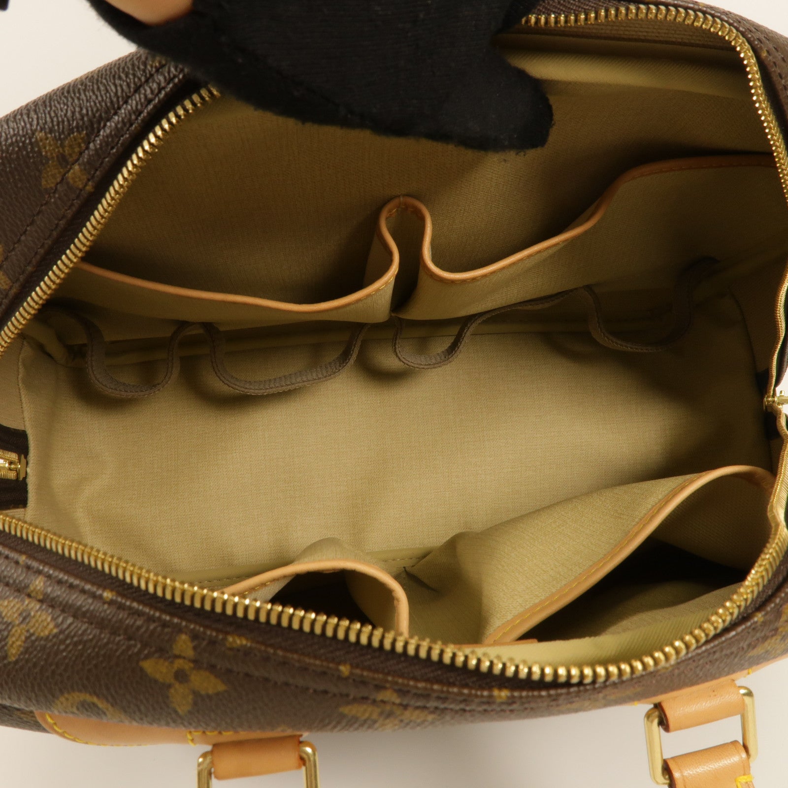 LOUIS VUITTON Monogram Deauville金扣手挽袋棕色